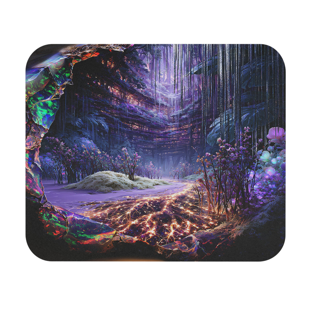 Mystic Cavern Mouse Pad — Purple Fantasy Landscape Desk Mat