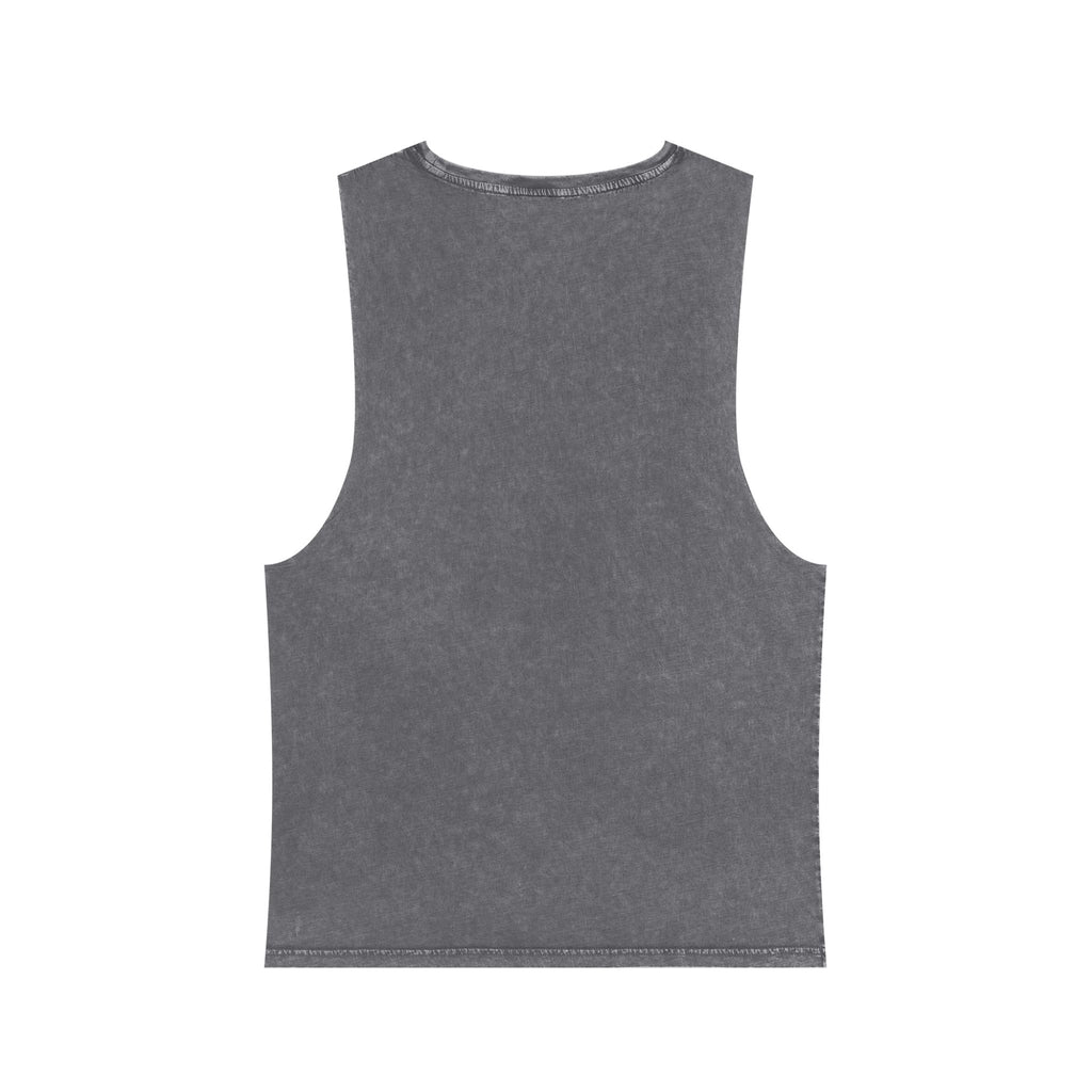 WTF Tattoo Pulse Graphic Tank Top — Stonewash Sleeveless Tee for Edgy Casual Wear