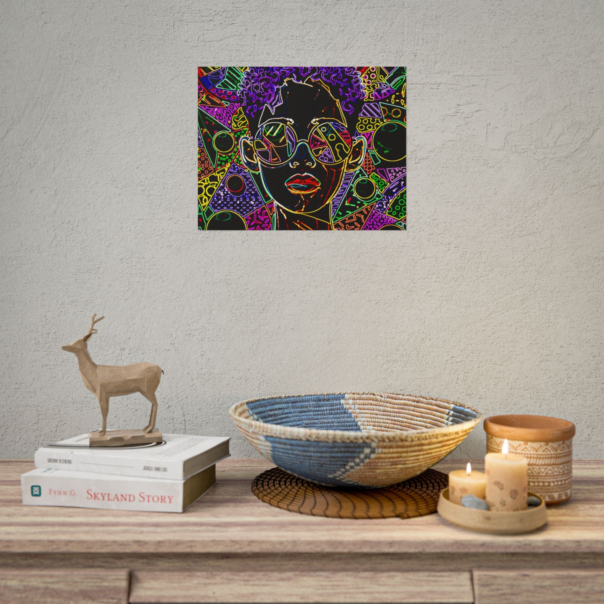 Afrofuturist Neon Portrait Poster