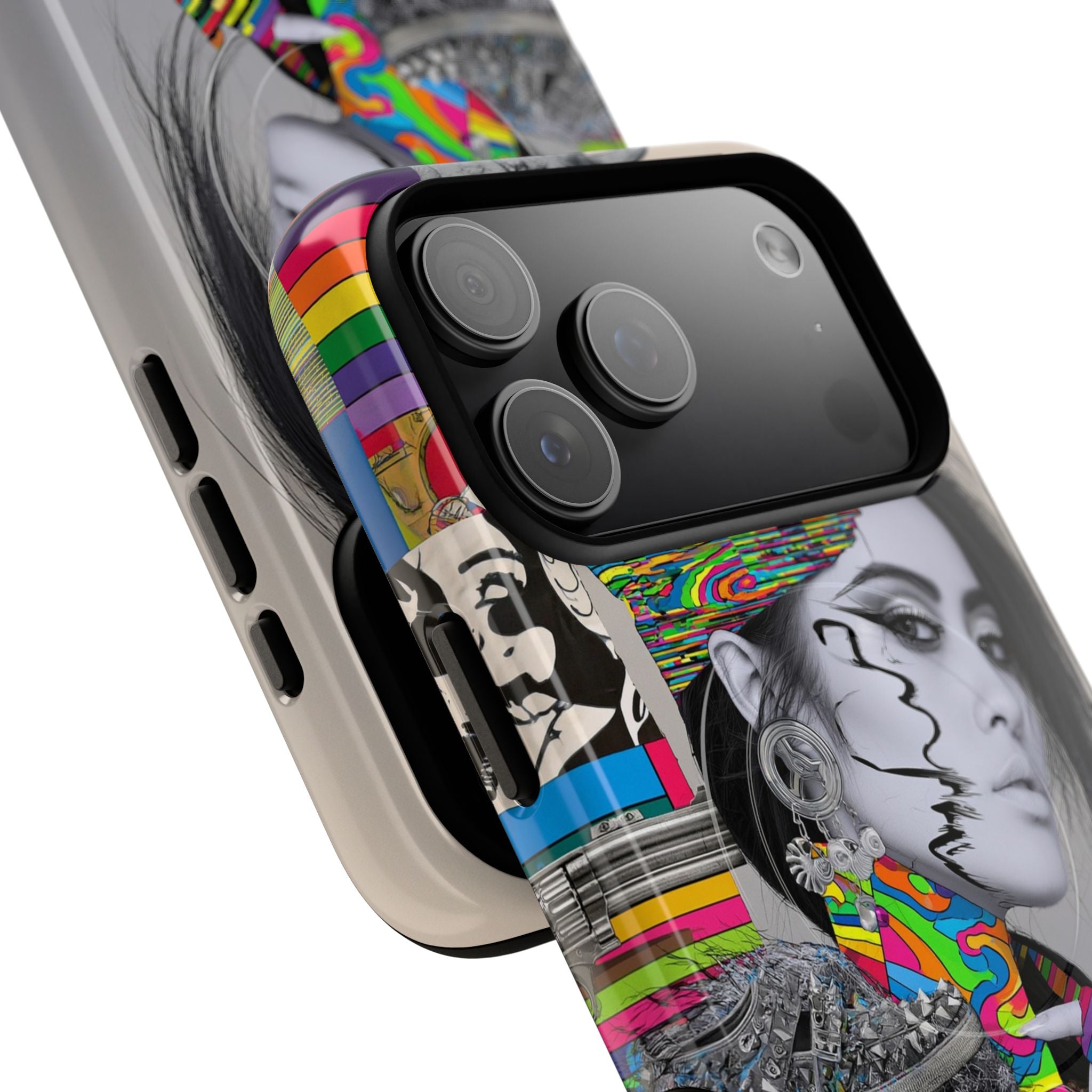 Phone Case - Colorful Glitch Portrait Tough Magnetic Case