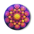 Mandala Ceramic Coaster — Vibrant Purple & Gold Floral Design