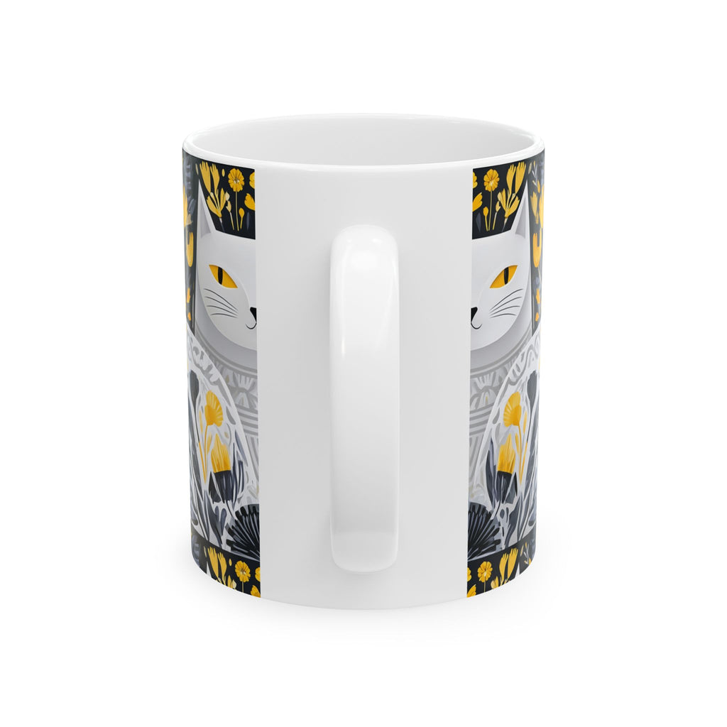 Golden Folk Cat Ceramic Mug — 11oz & 15oz