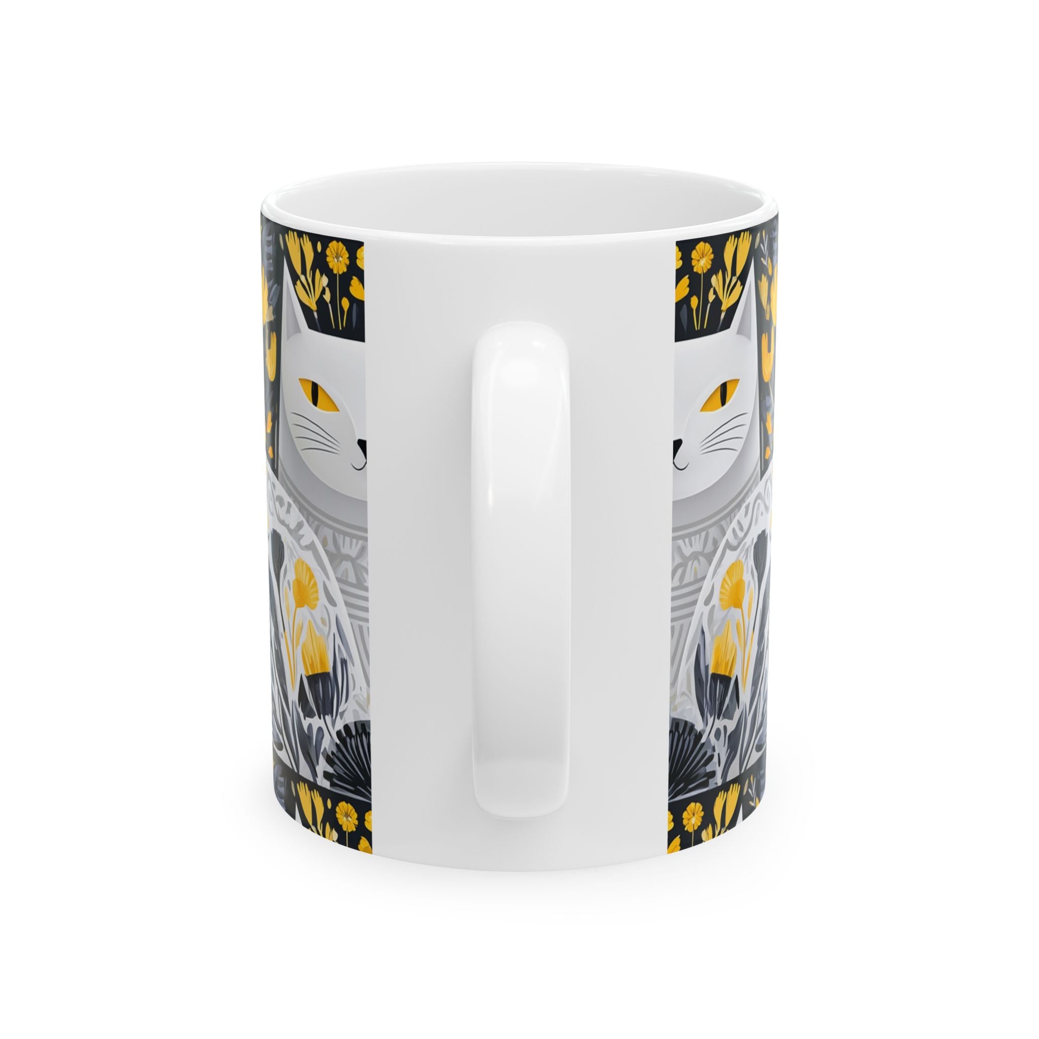 Golden Folk Cat Ceramic Mug — 11oz & 15oz