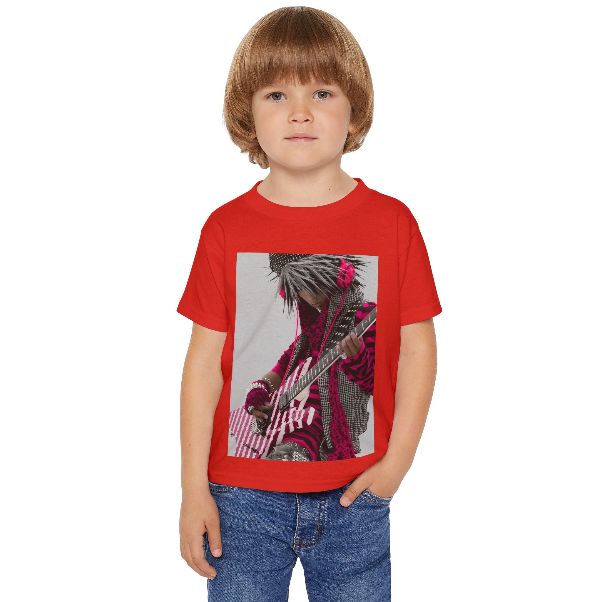 Toddler T‑Shirt — Pink Punk Guitar Kid Graphic Tee