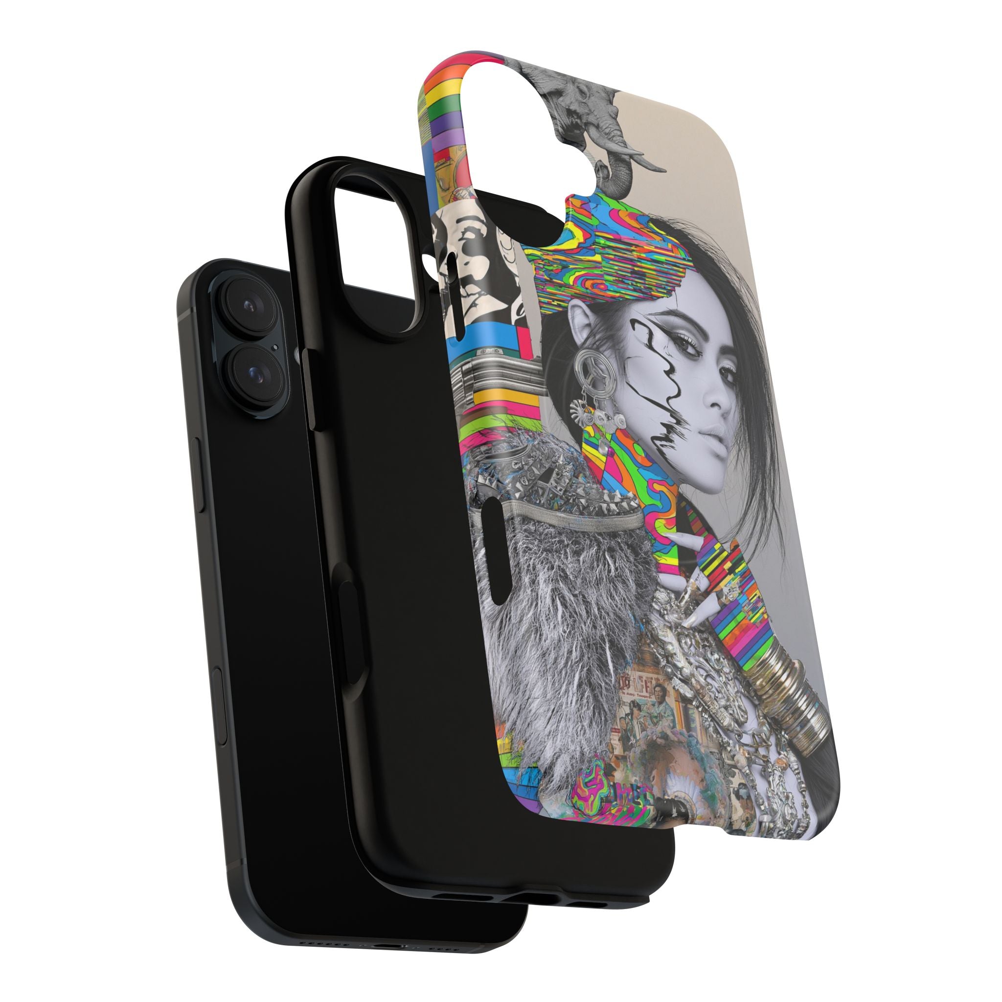 Phone Case - Colorful Glitch Portrait Tough Magnetic Case