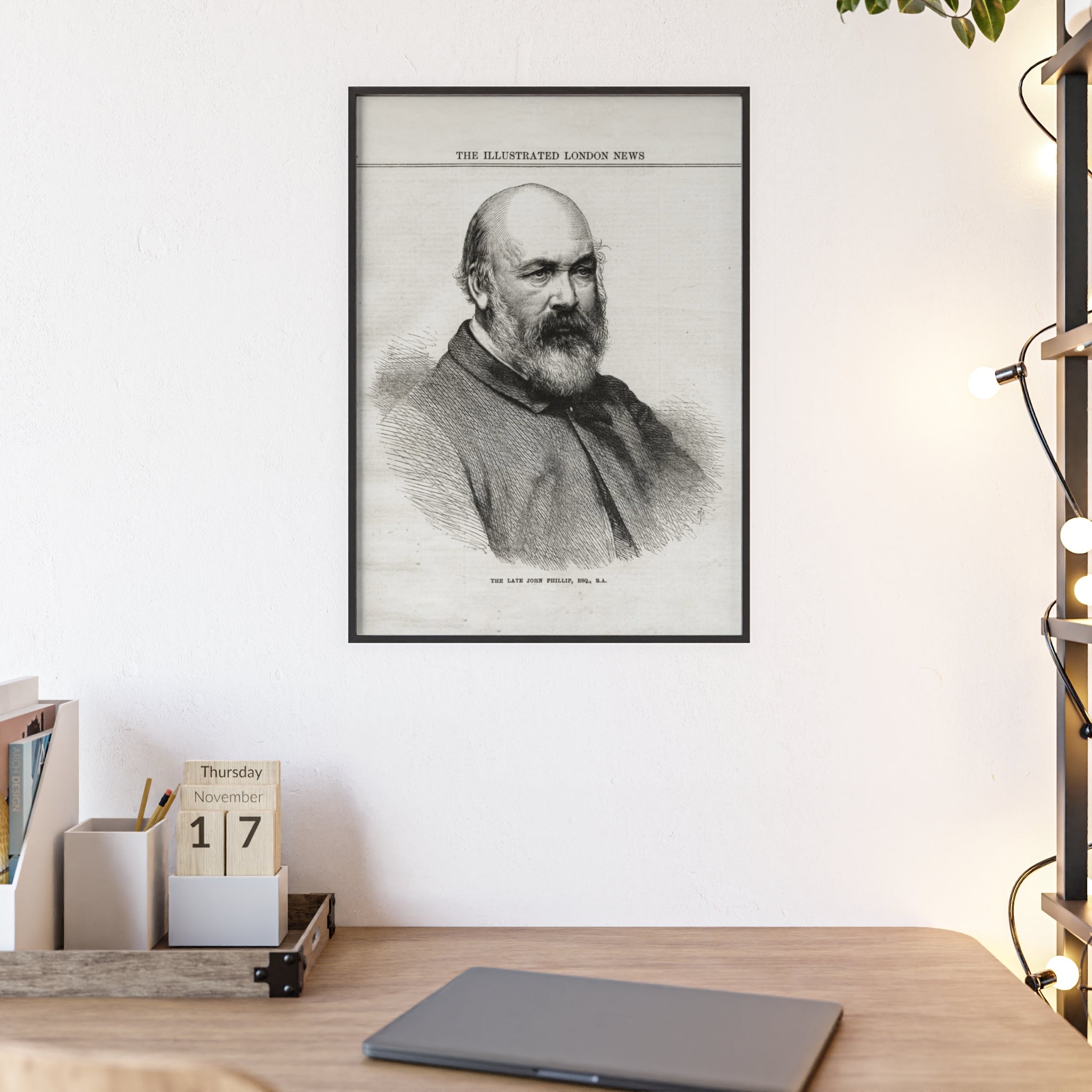 The Late John Phillip, Esq. Framed Vintage Portrait Print — Illustrated London News Gentleman Poster