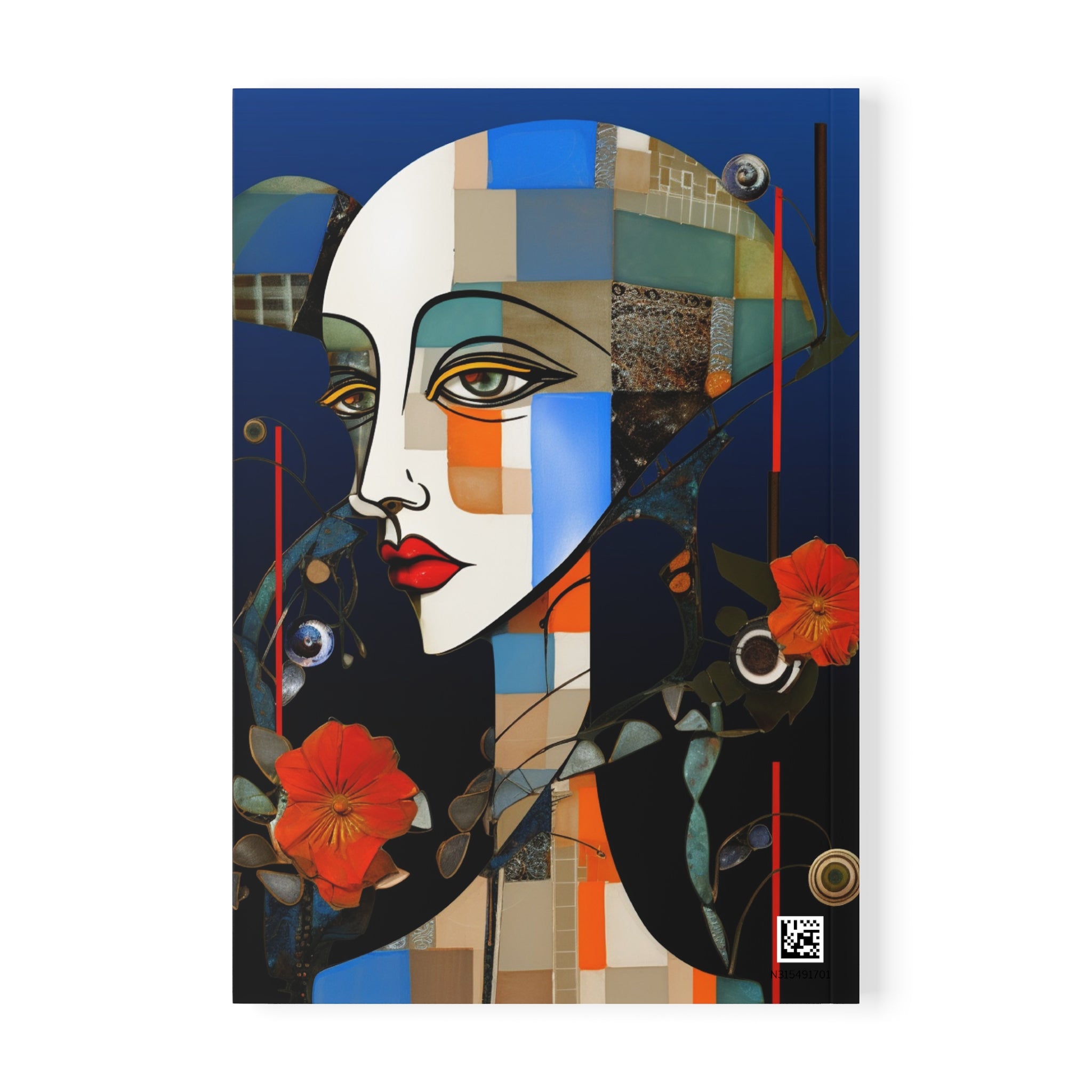 A5 Art Nouveau Portrait Notebook – Abstract Geometric Female Illustration Journal