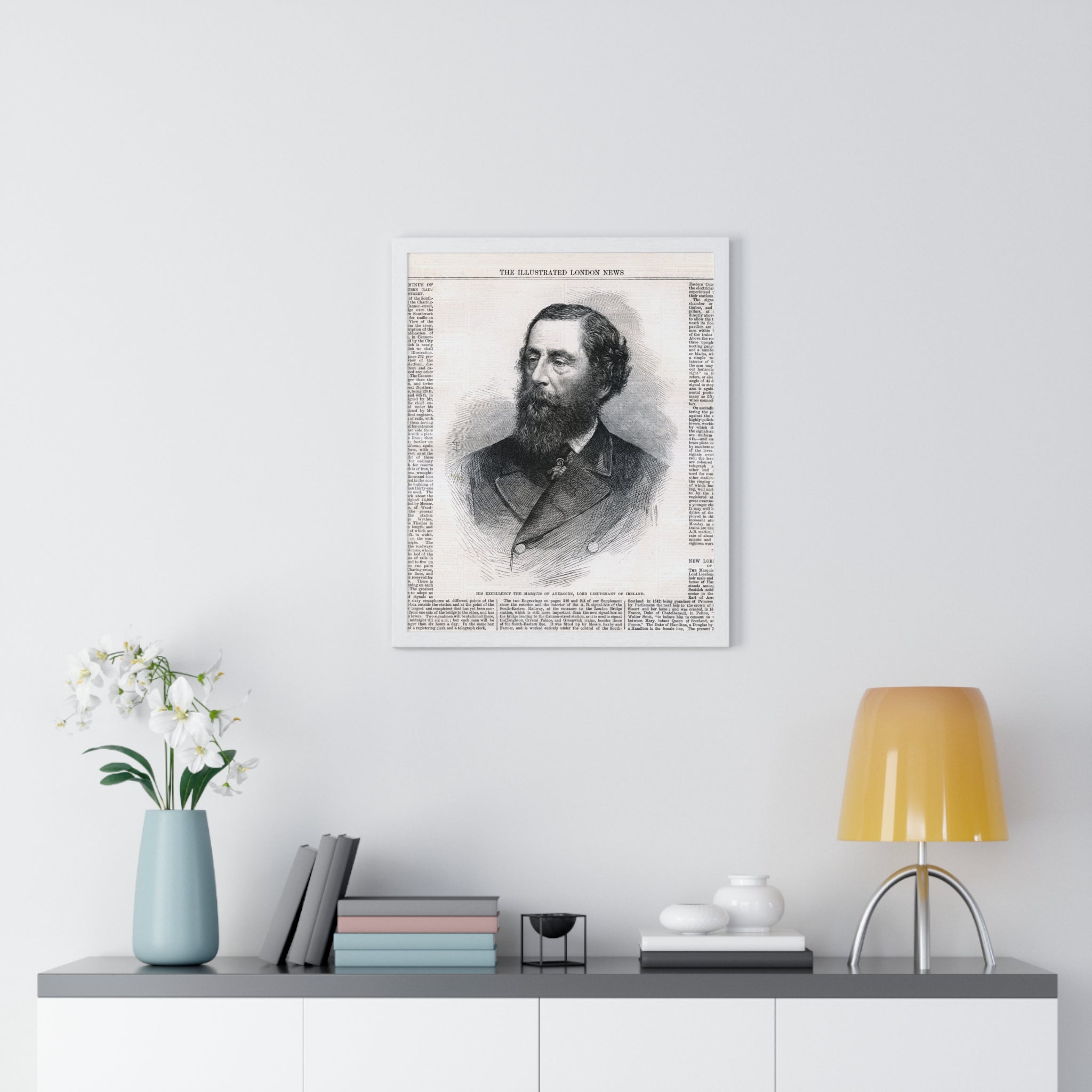 Vintage Illustrated London News Portrait Poster — Victorian Gentleman Framed Print