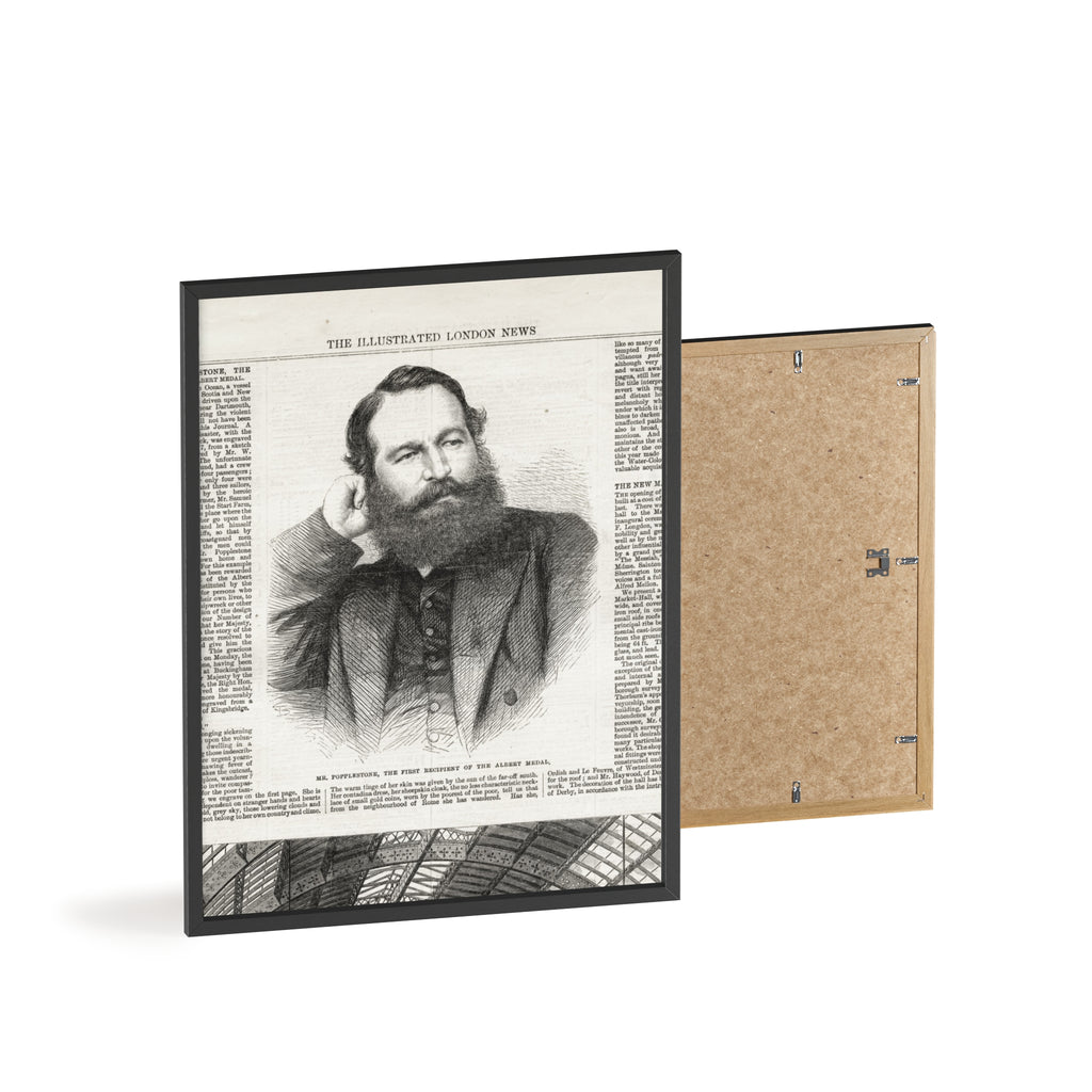 Mr. Popplestone, the first recipient of the Albert Medal. Vintage Illustrated London News Portrait Poster — Framed Wood Print