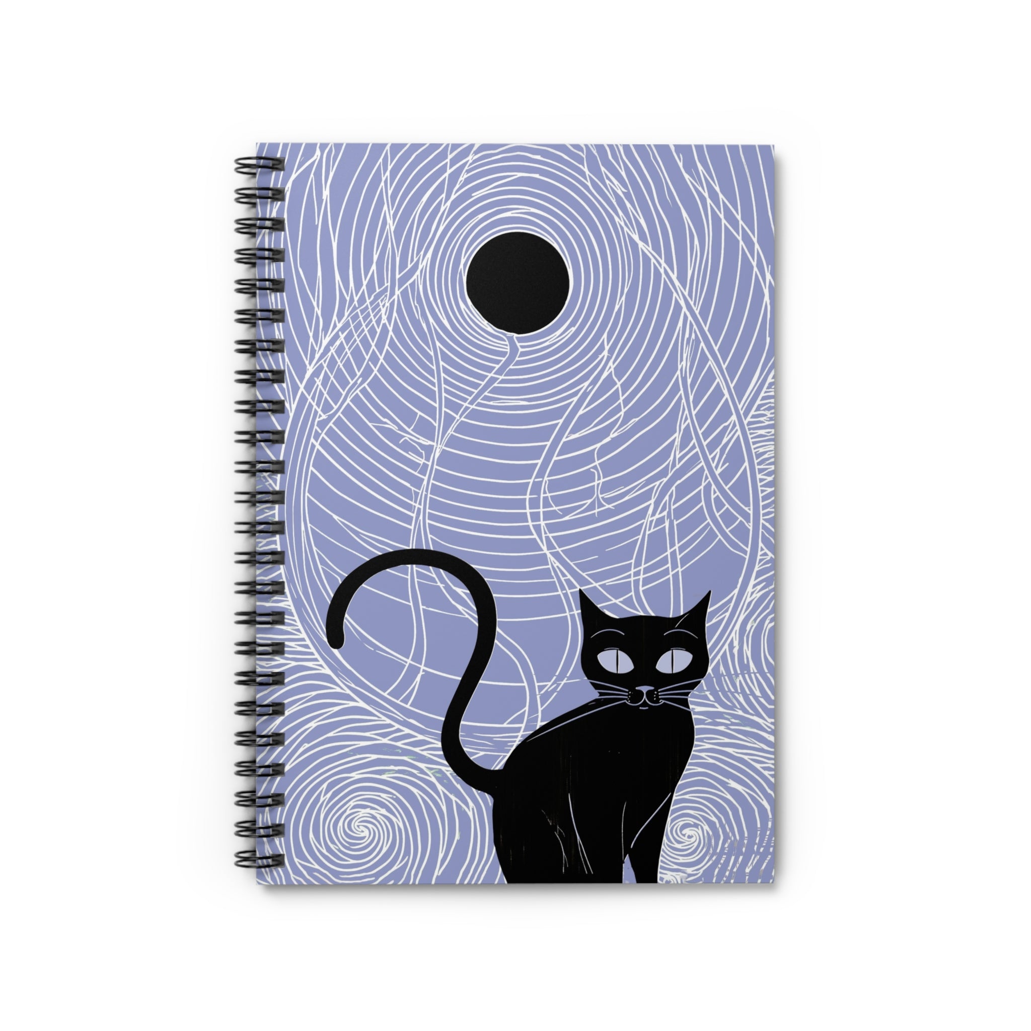 Spiral Notebook — Midnight Cat Ruled Journal