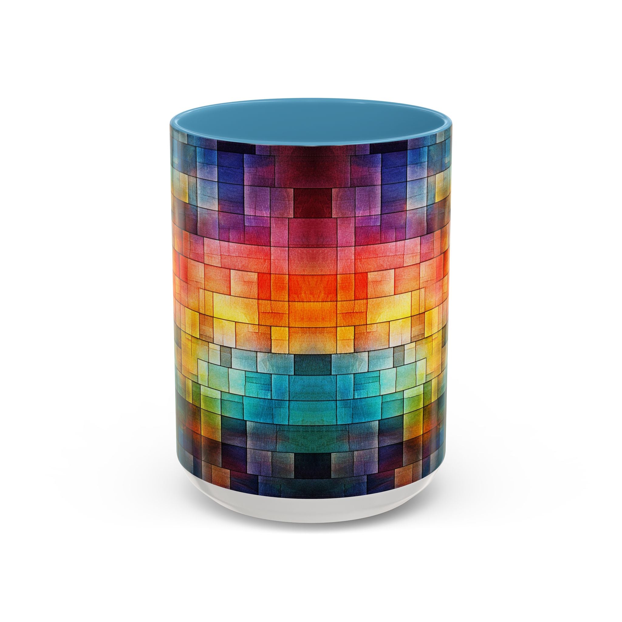 Colorful Mosaic Accent Coffee Mug - Vibrant Geometric Pattern (11/15 oz)