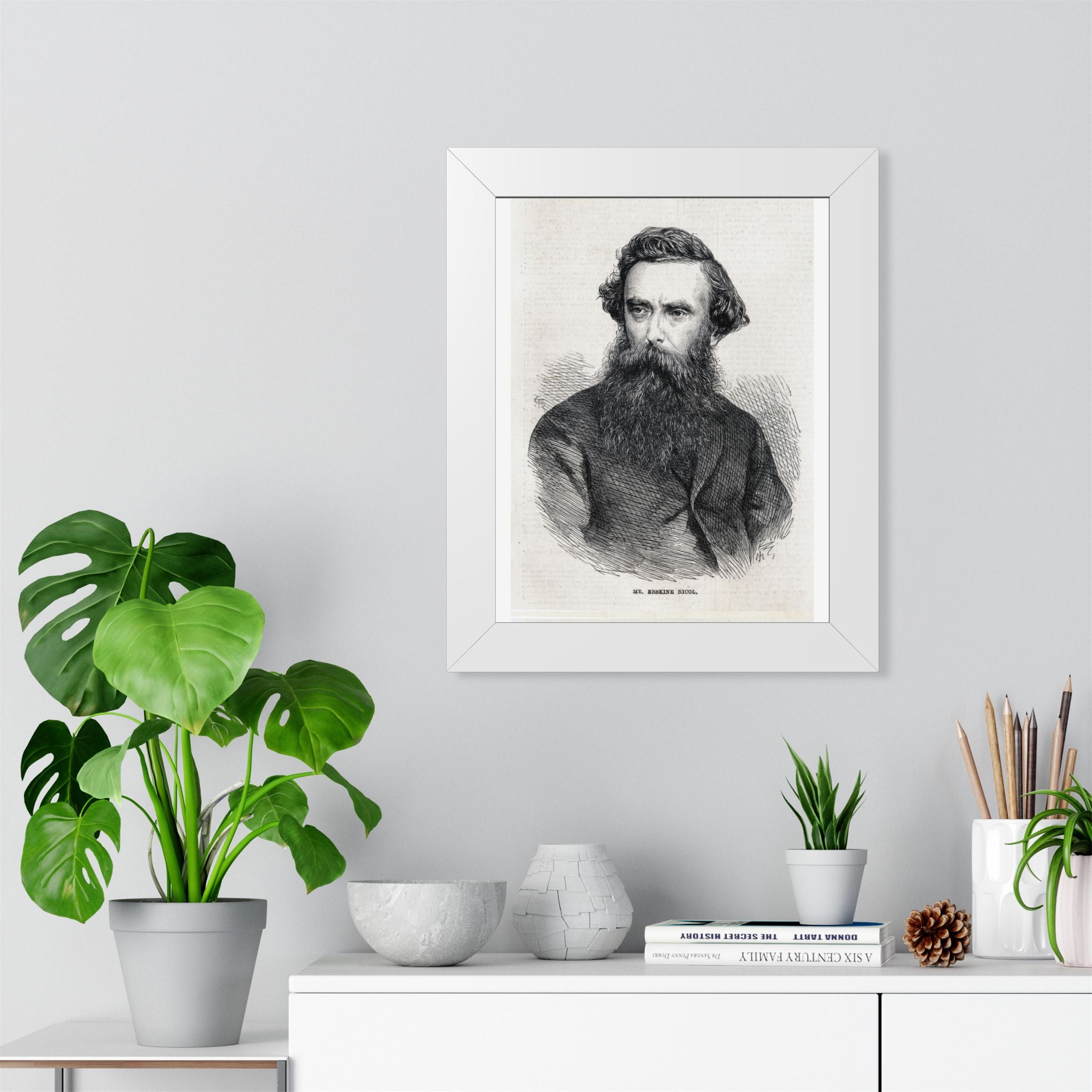 Framed Poster — Vintage 1800s Engraved Portrait Print