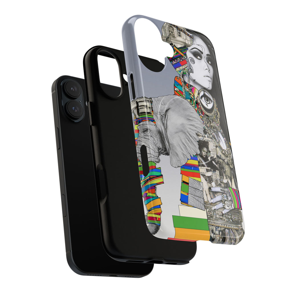 Artistic Elephant Collage Phone Case — Tough Magnetic Protective Cover