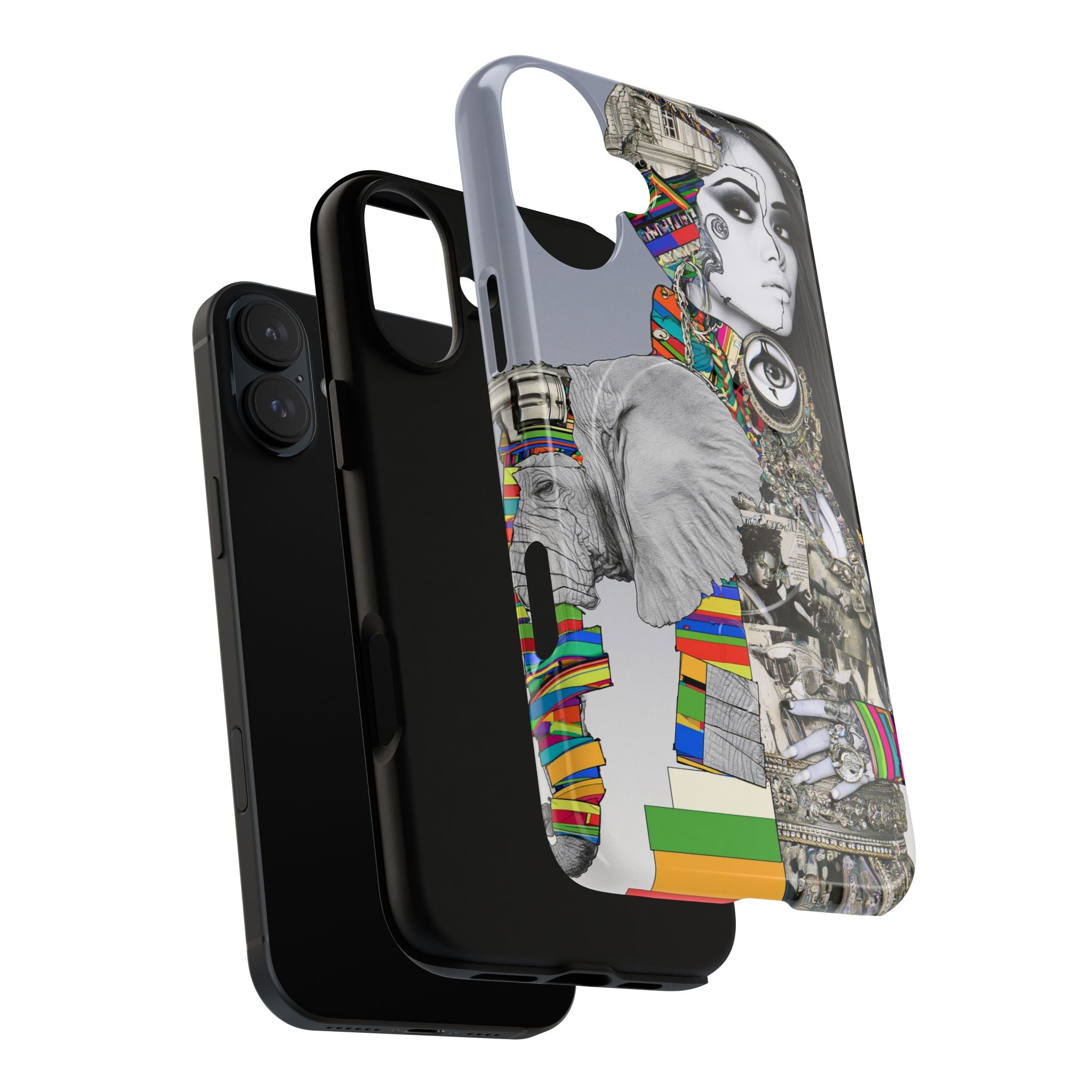 Artistic Elephant Collage Phone Case — Tough Magnetic Protective Cover
