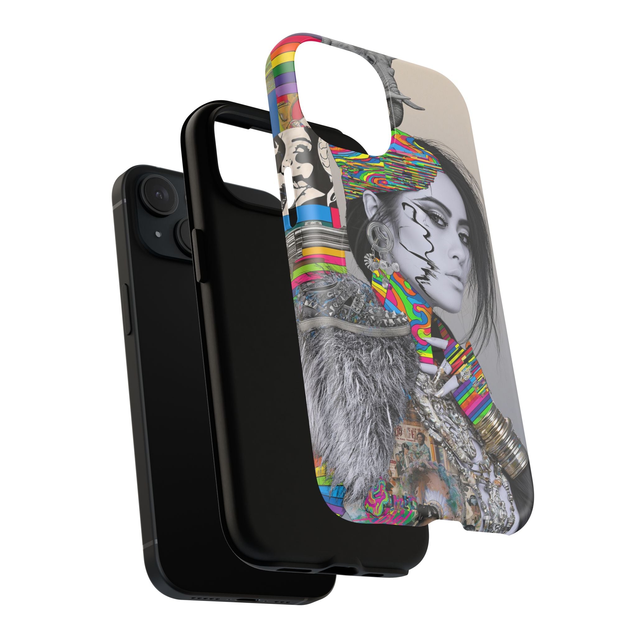 Phone Case - Colorful Glitch Portrait Tough Magnetic Case