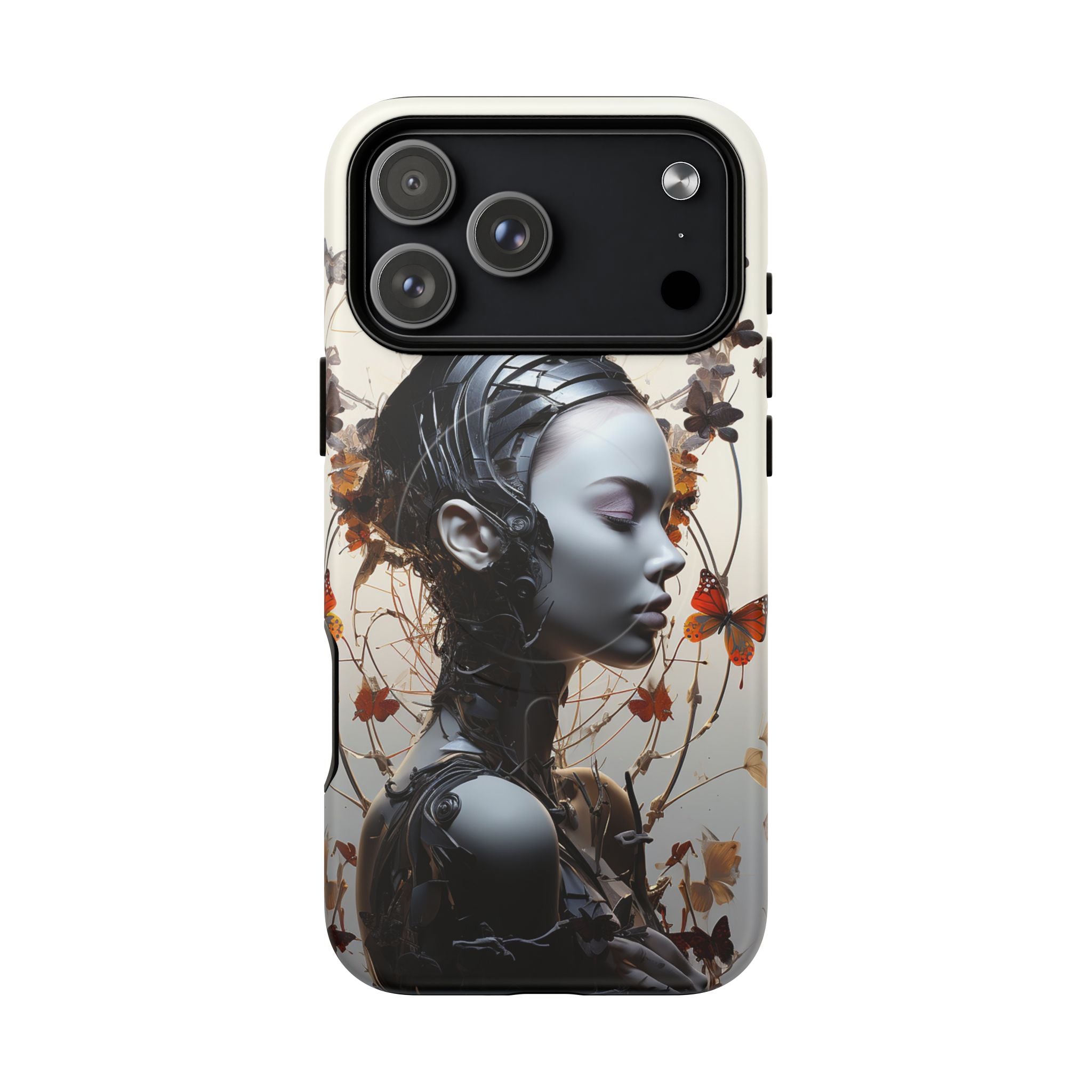 Art Nouveau Cyberpunk Phone Case — Surreal Floral Femme Tough Magnetic Case