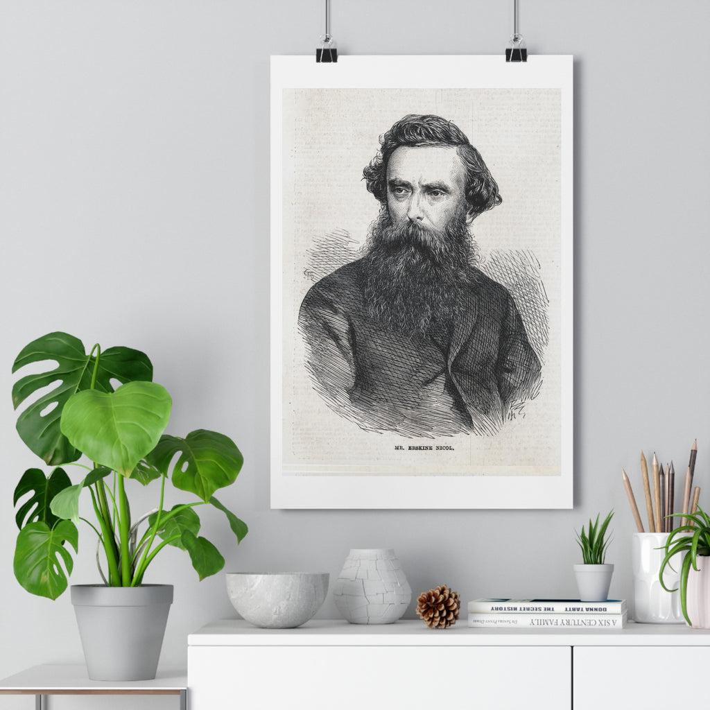 Vintage Engraving Poster — 19th Century Bearded Gentleman Wall Art