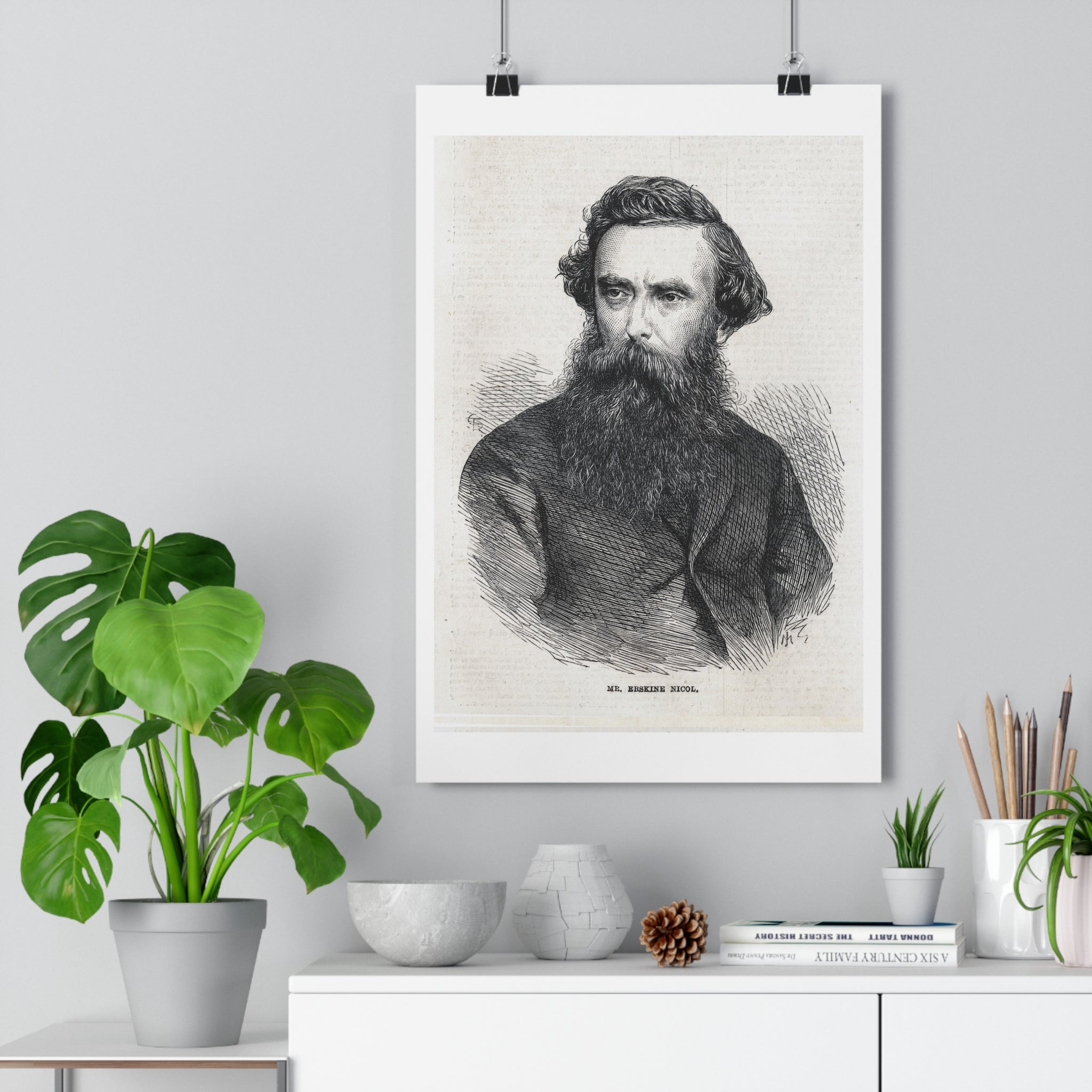 Vintage Engraving Poster — 19th Century Bearded Gentleman Wall Art