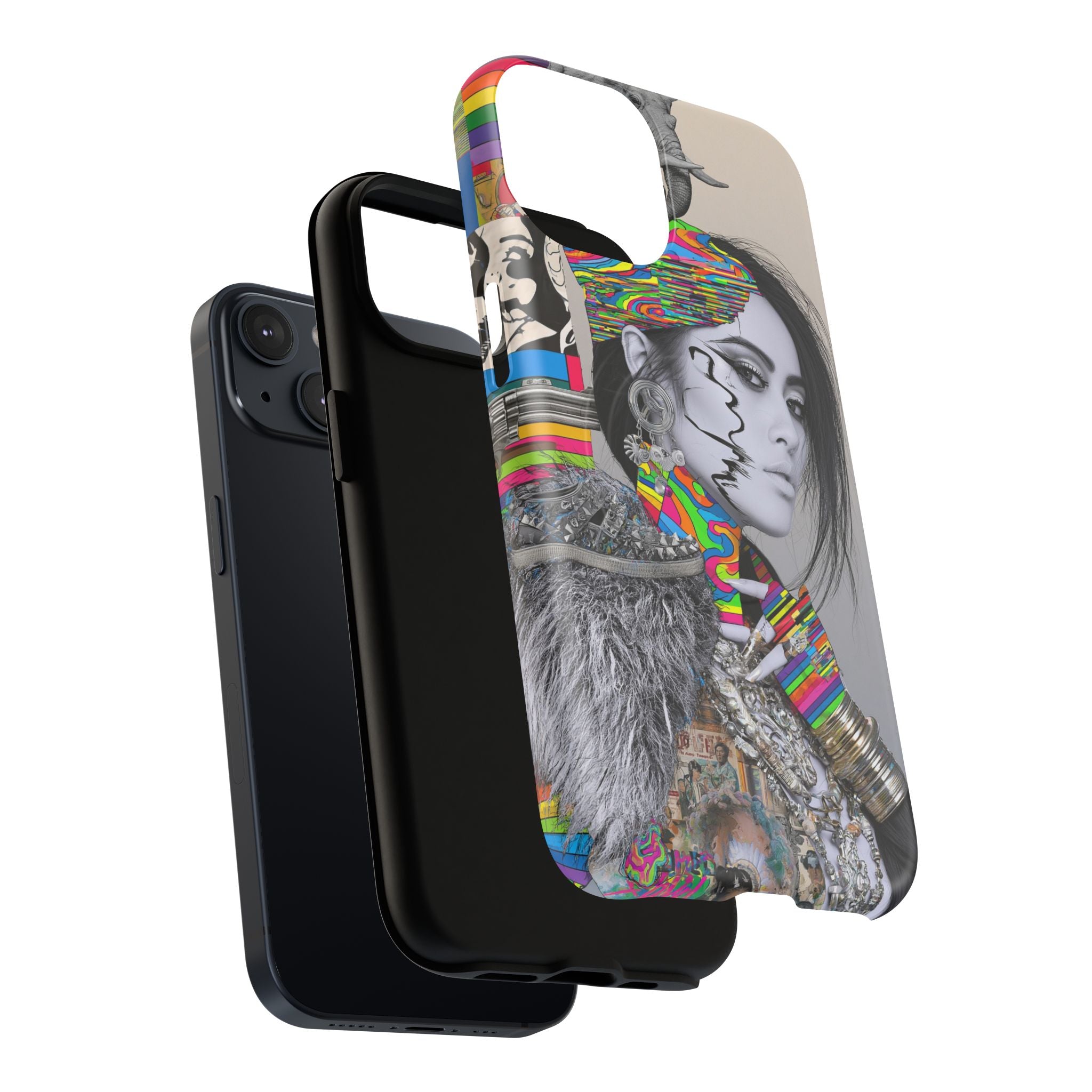 Phone Case - Colorful Glitch Portrait Tough Magnetic Case