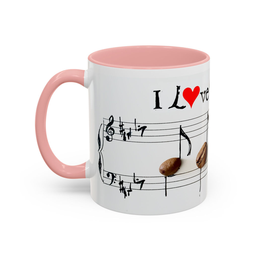 Coffee Lover Music Mug — "Love Coffee" Musical Notes Accent Mug (11/15 oz)