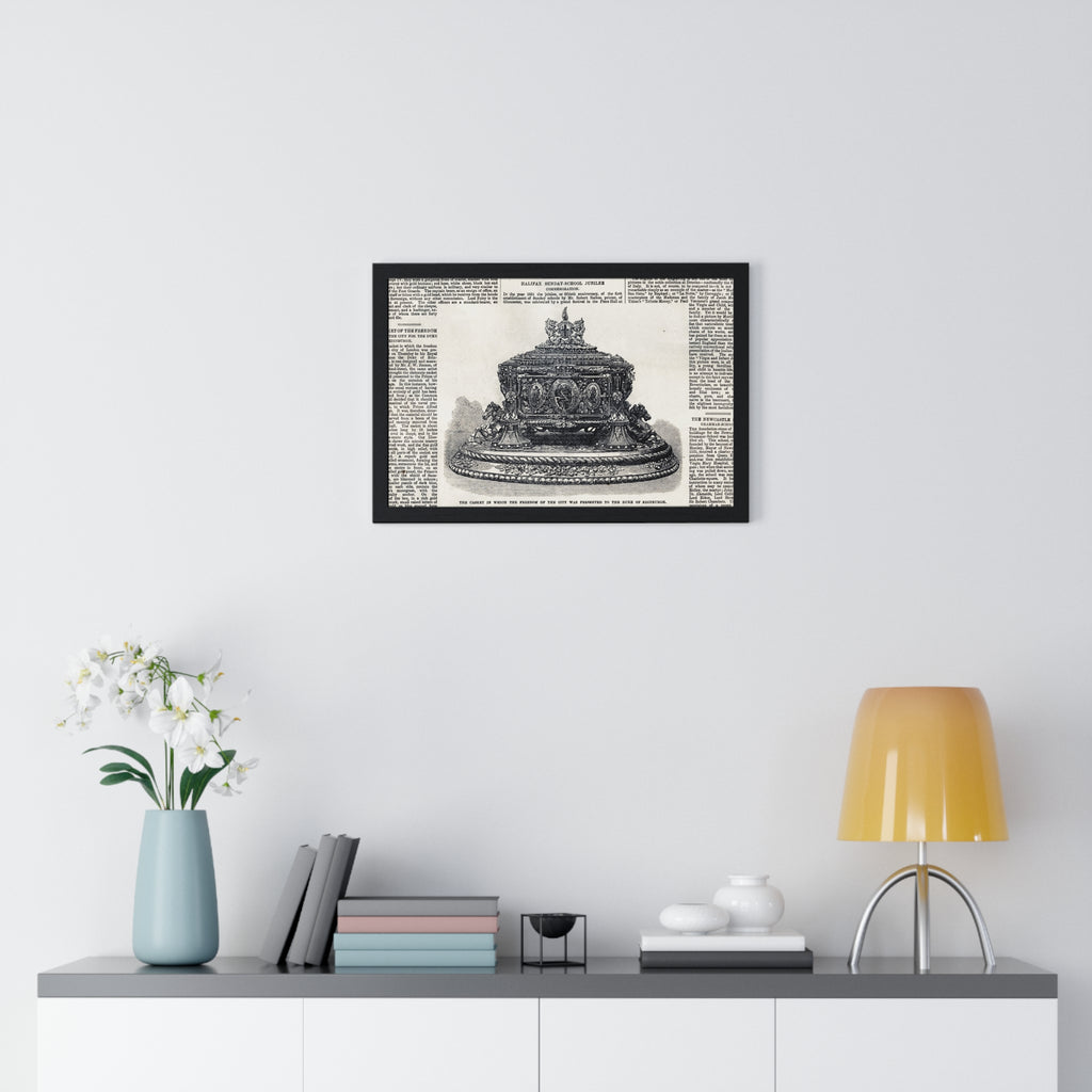 Vintage Crown Illustration Framed Poster — Antique Dictionary Art Print