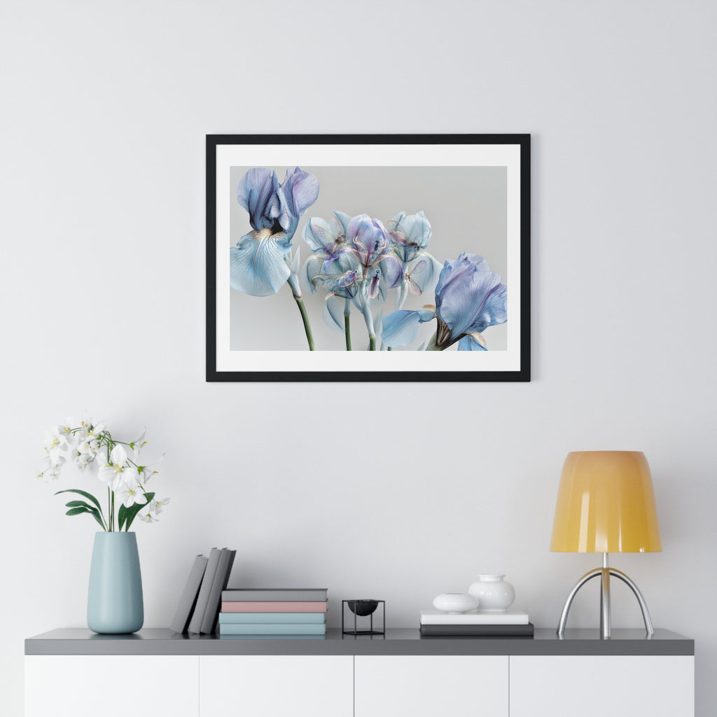 Blue Iris Floral Framed Poster — Botanical Wall Art Print