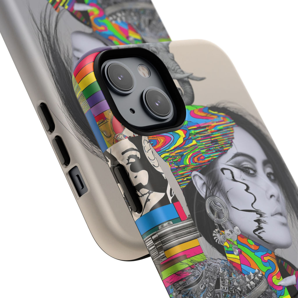 Phone Case - Colorful Glitch Portrait Tough Magnetic Case