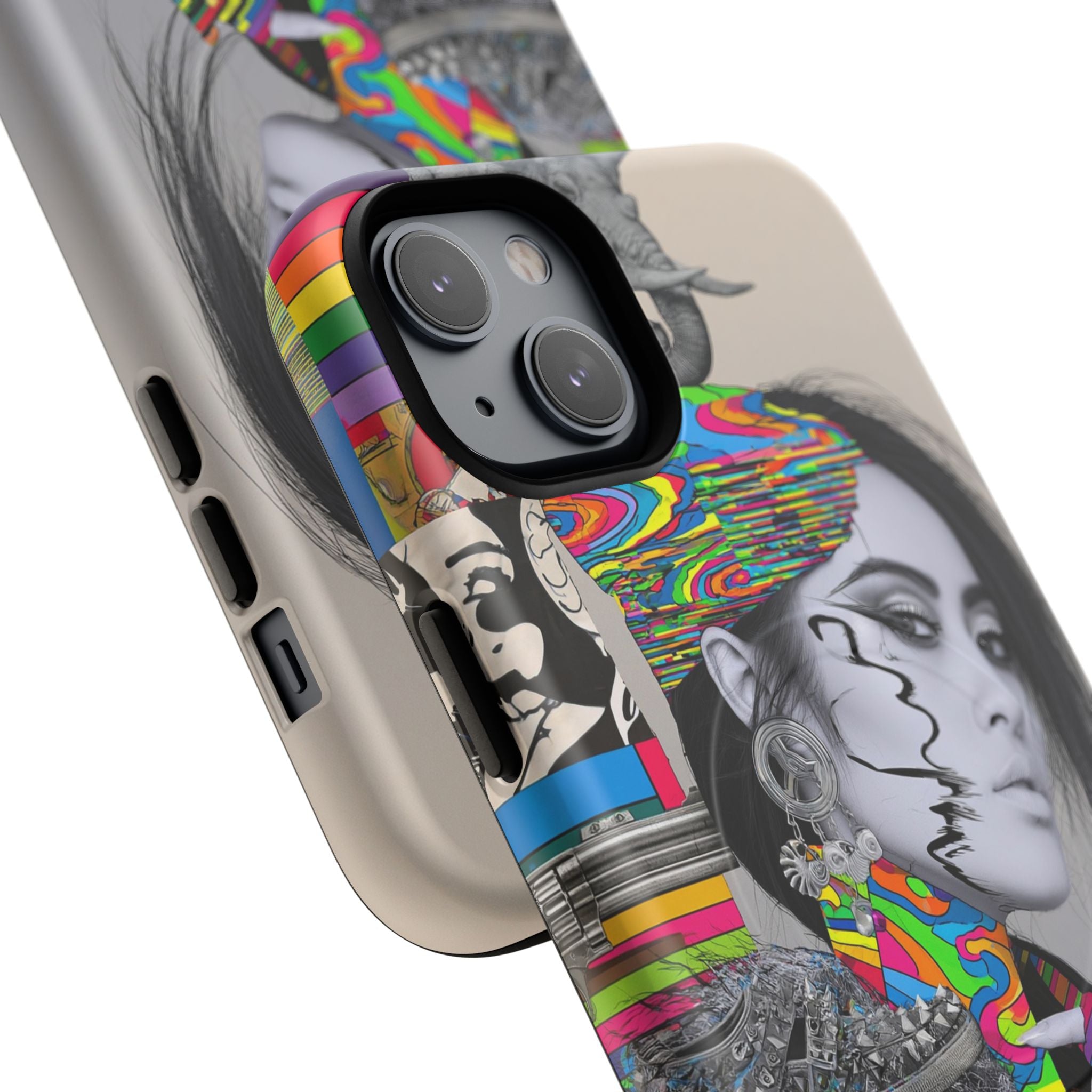 Phone Case - Colorful Glitch Portrait Tough Magnetic Case