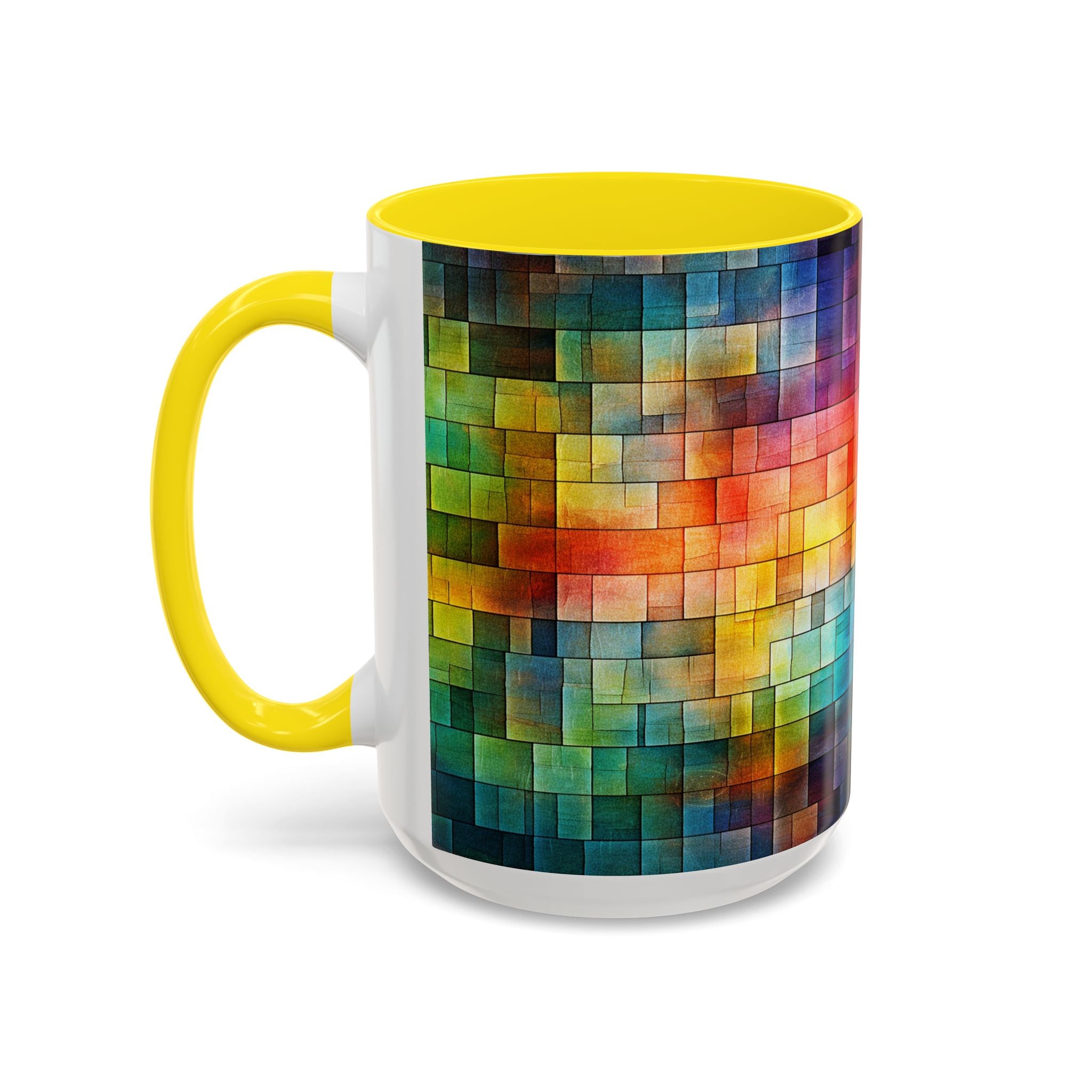 Colorful Mosaic Accent Coffee Mug - Vibrant Geometric Pattern (11/15 oz)