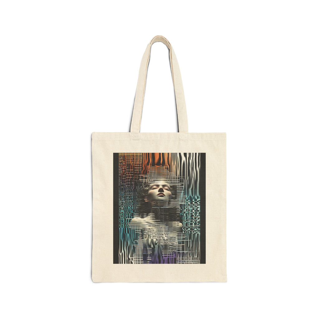 Canvas Tote Bag — Surreal Glitch Portrait Art Tote