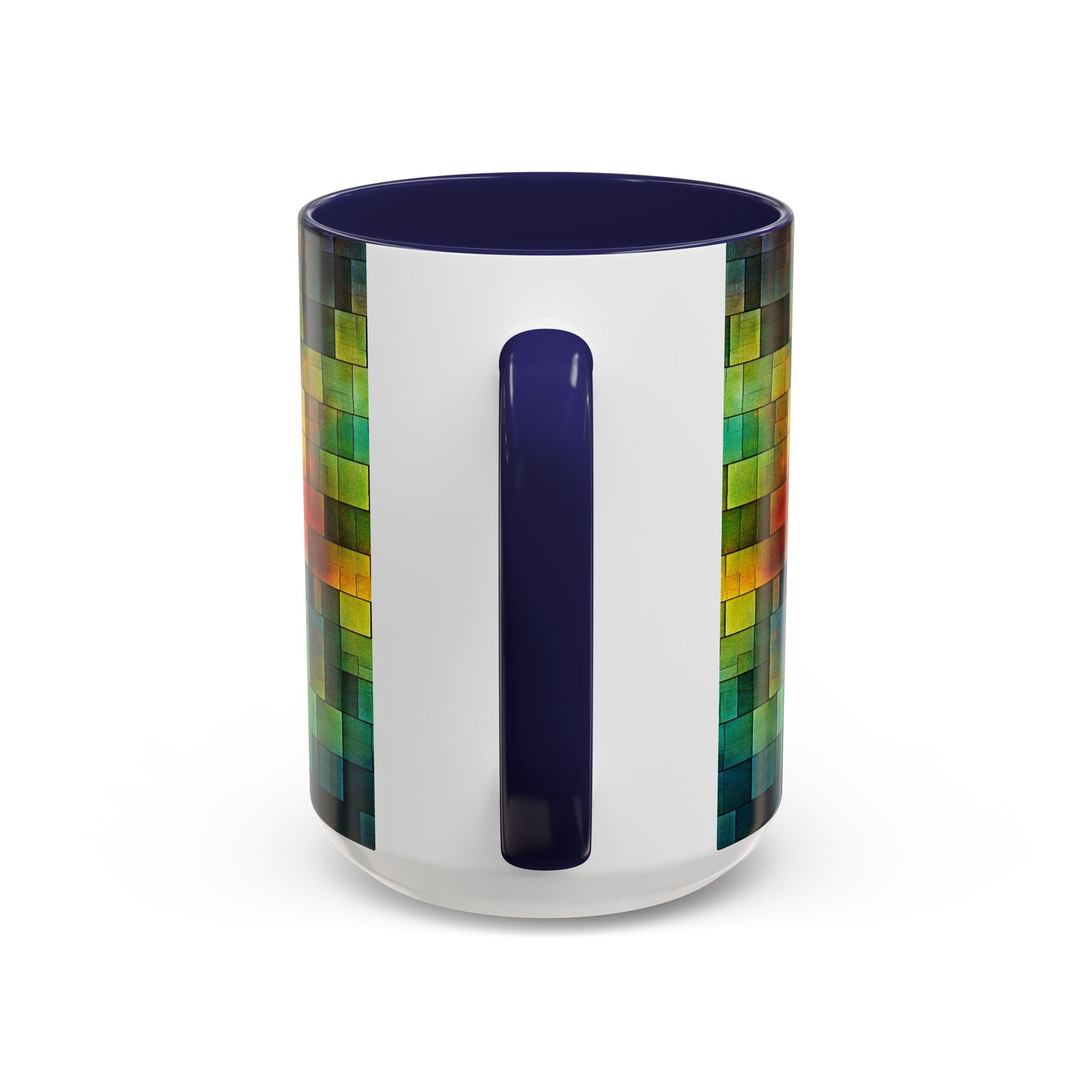 Colorful Mosaic Accent Coffee Mug - Vibrant Geometric Pattern (11/15 oz)