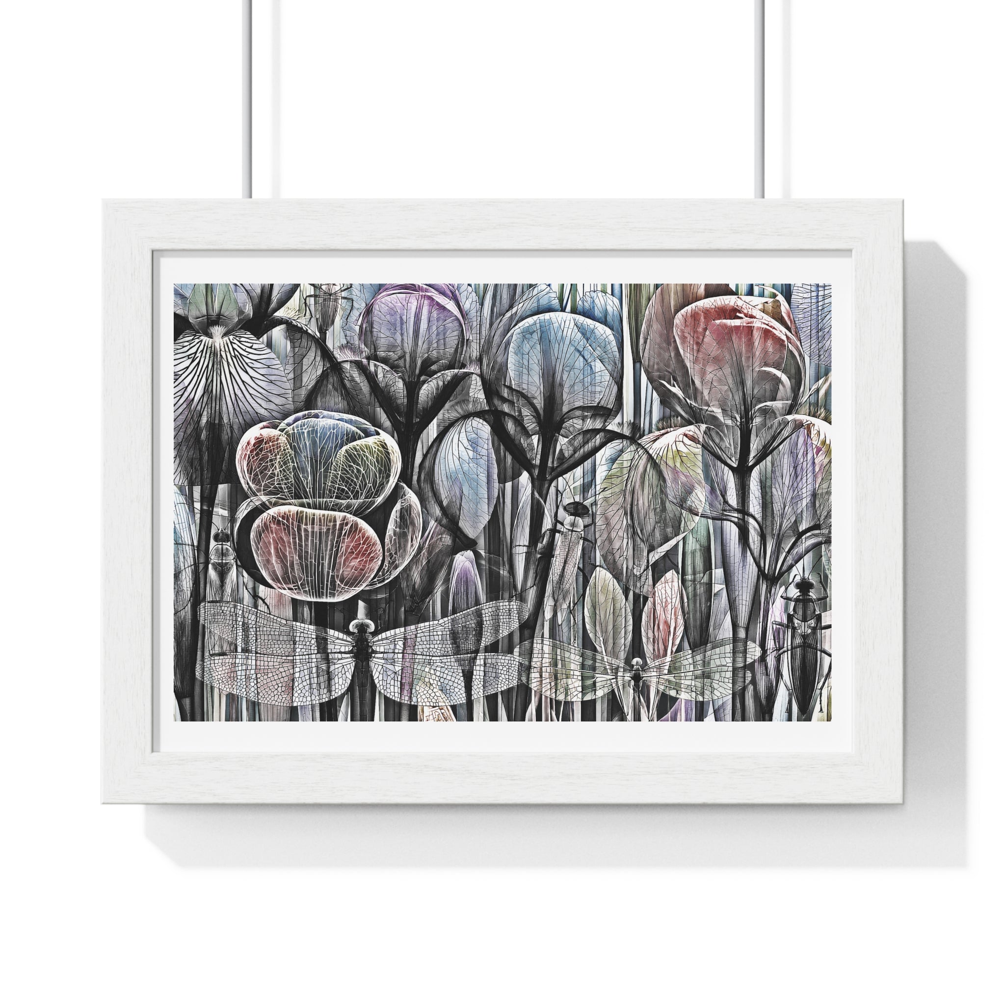 Framed Poster — Dreamy Botanical Dragonfly Art Print