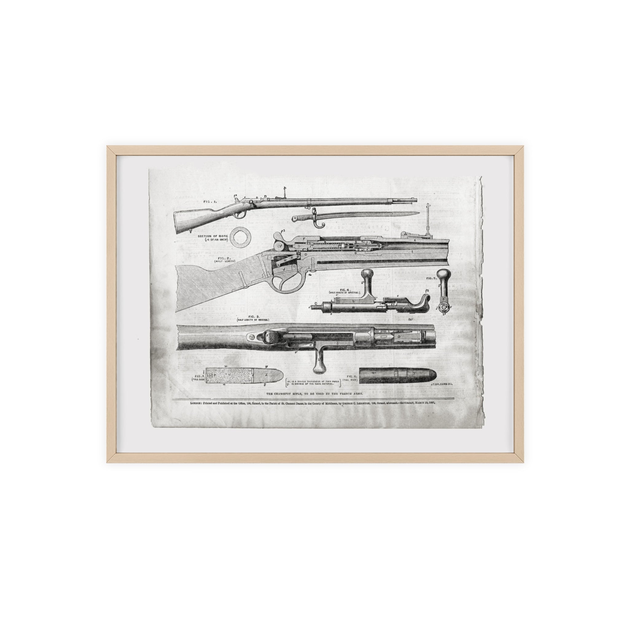 Antique Rifle Patent Poster — Framed Vintage Firearm Print