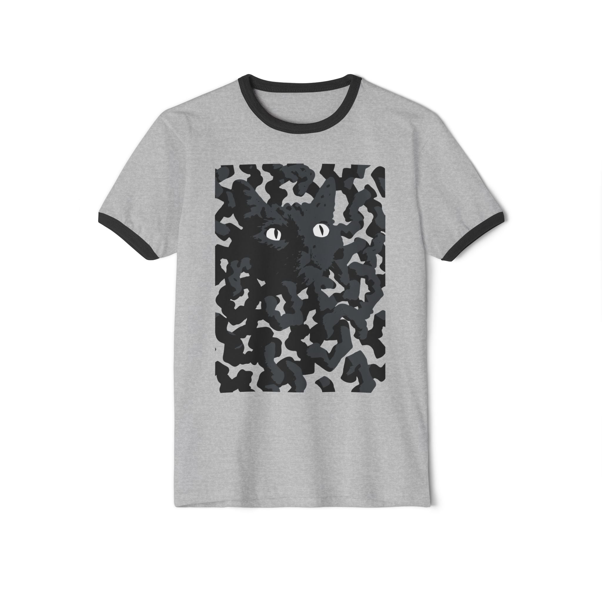 Black Cat Camouflage Ringer Tee