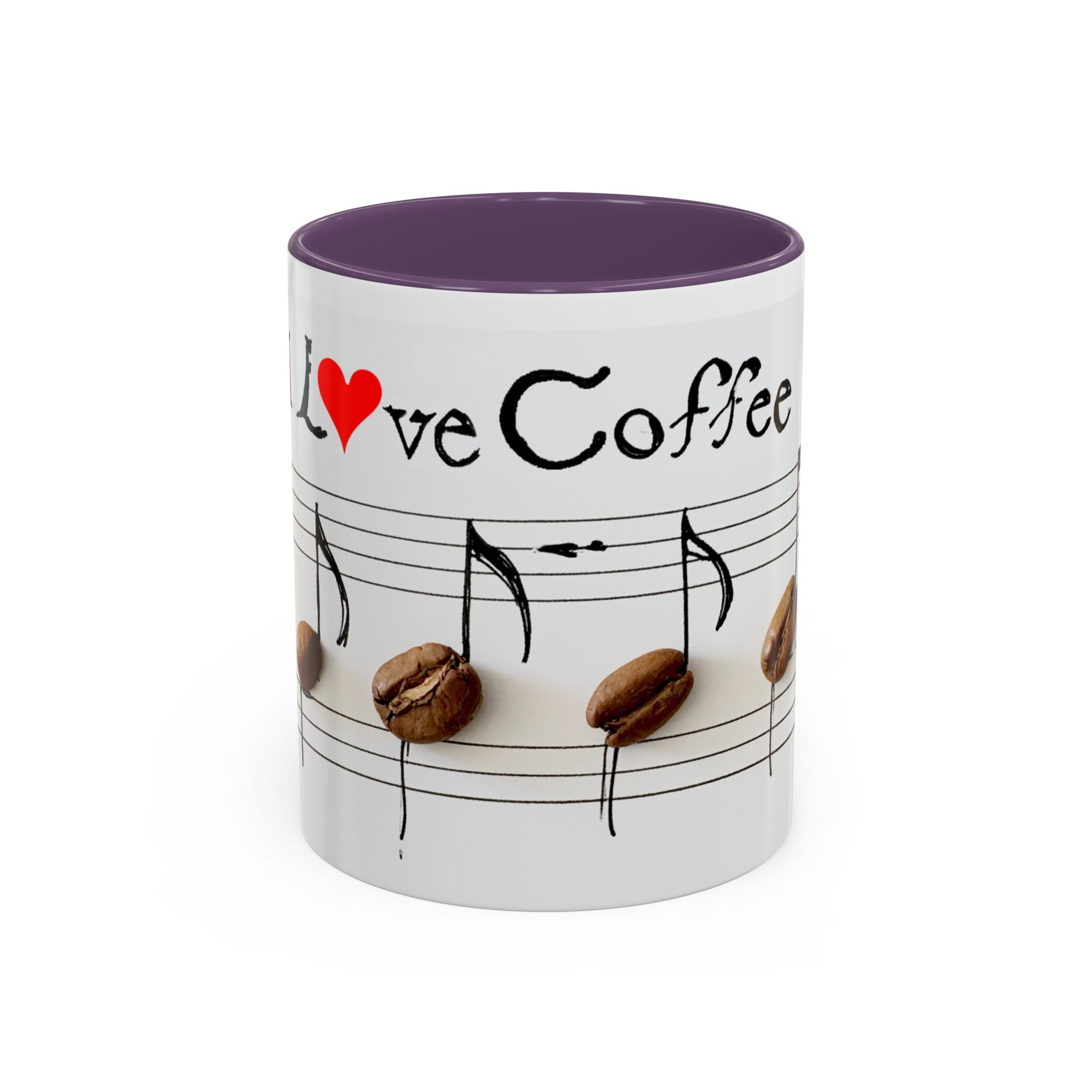 Coffee Lover Music Mug — "Love Coffee" Musical Notes Accent Mug (11/15 oz)
