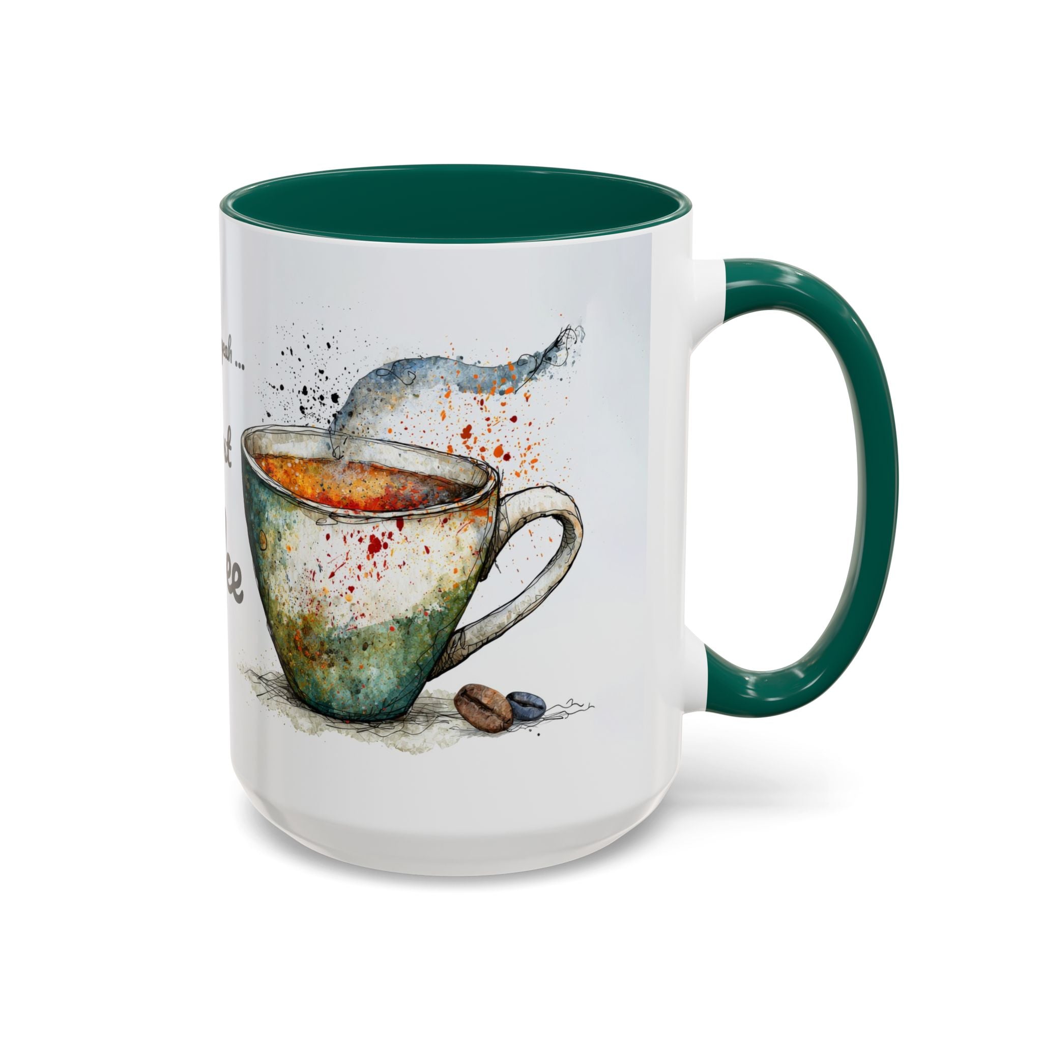 But First Coffee Ceramic Mug — Colorful Watercolor Coffee Cups (11oz & 15oz)