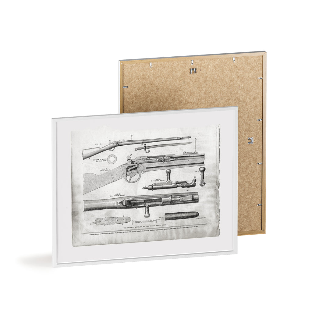 Antique Rifle Patent Poster — Framed Vintage Firearm Print