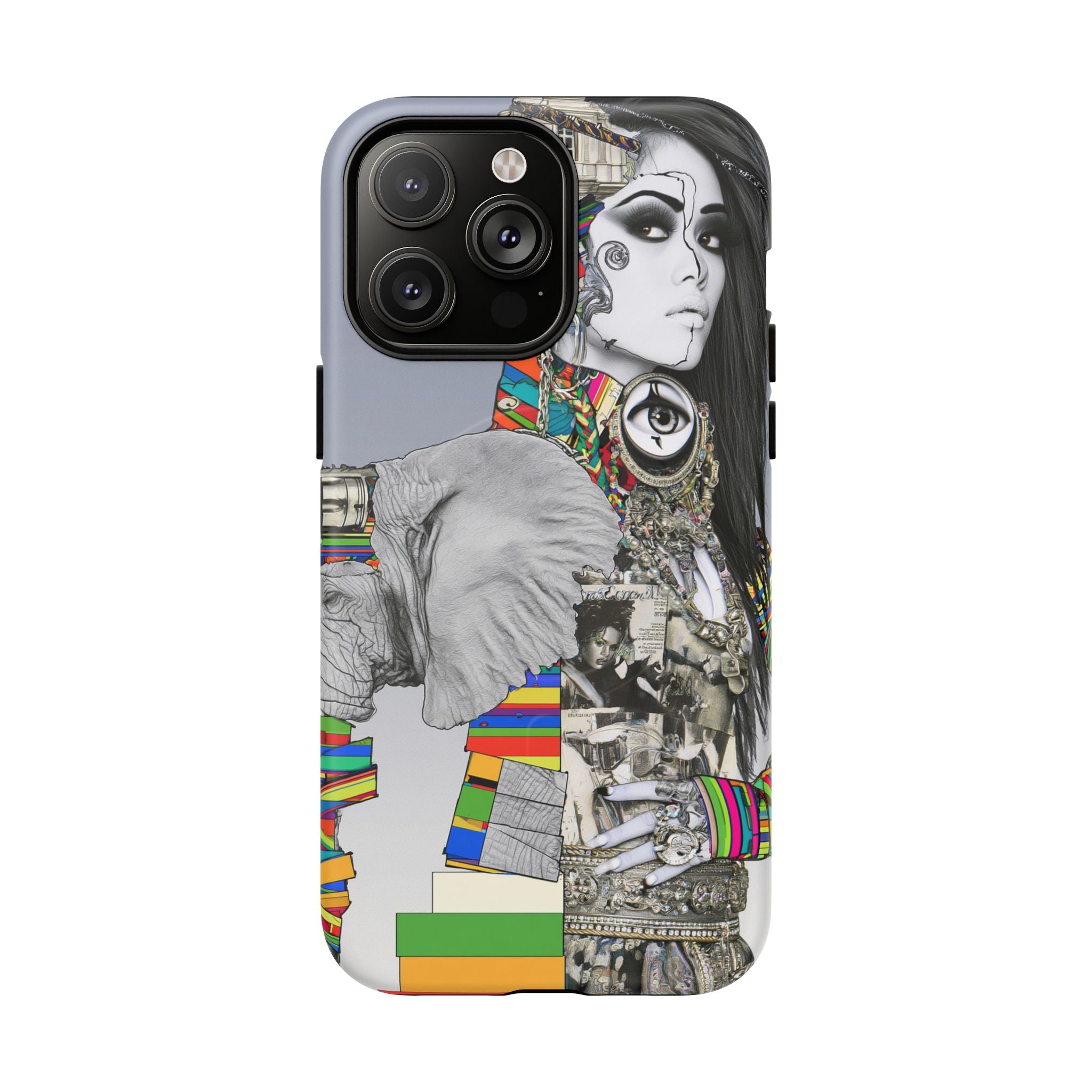 Artistic Elephant Collage Phone Case — Tough Magnetic Protective Cover