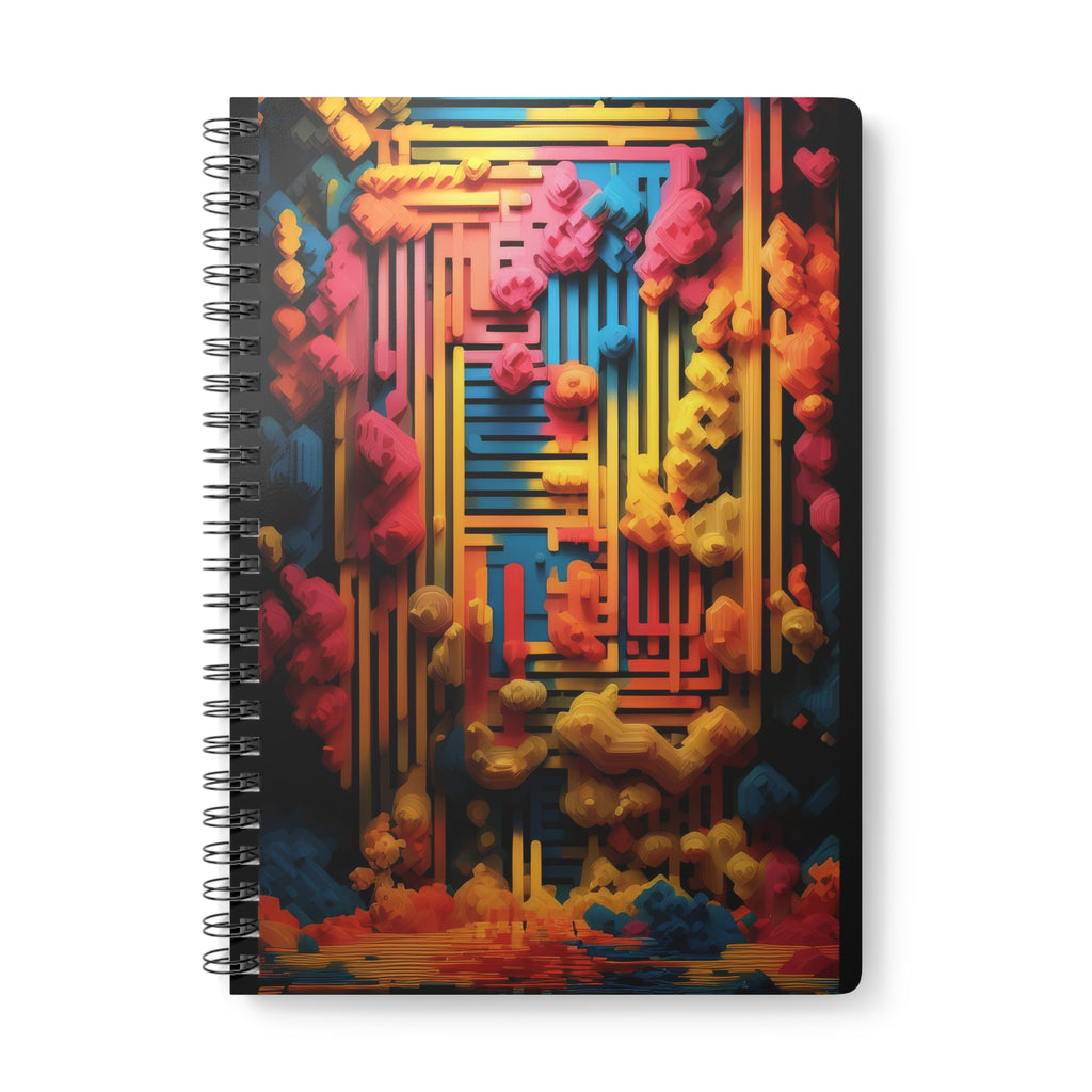 A5 Wirobound Notebook — Abstract Neon Cloud Geometric Cover