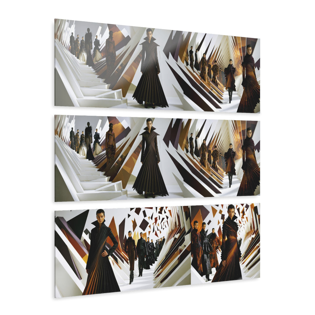 Fashion Runway Triptych Acrylic Wall Art – Modern Catwalk Collage