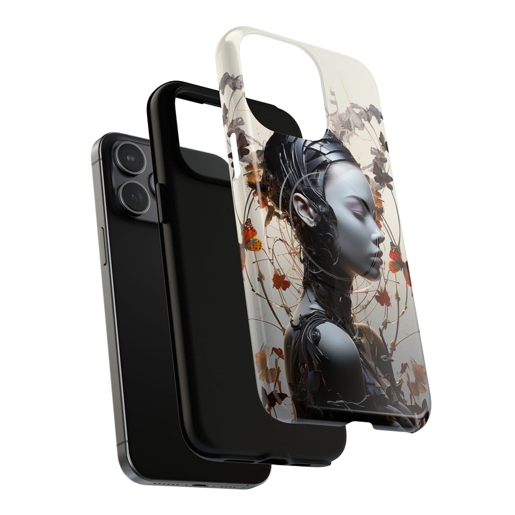 Art Nouveau Cyberpunk Phone Case — Surreal Floral Femme Tough Magnetic Case