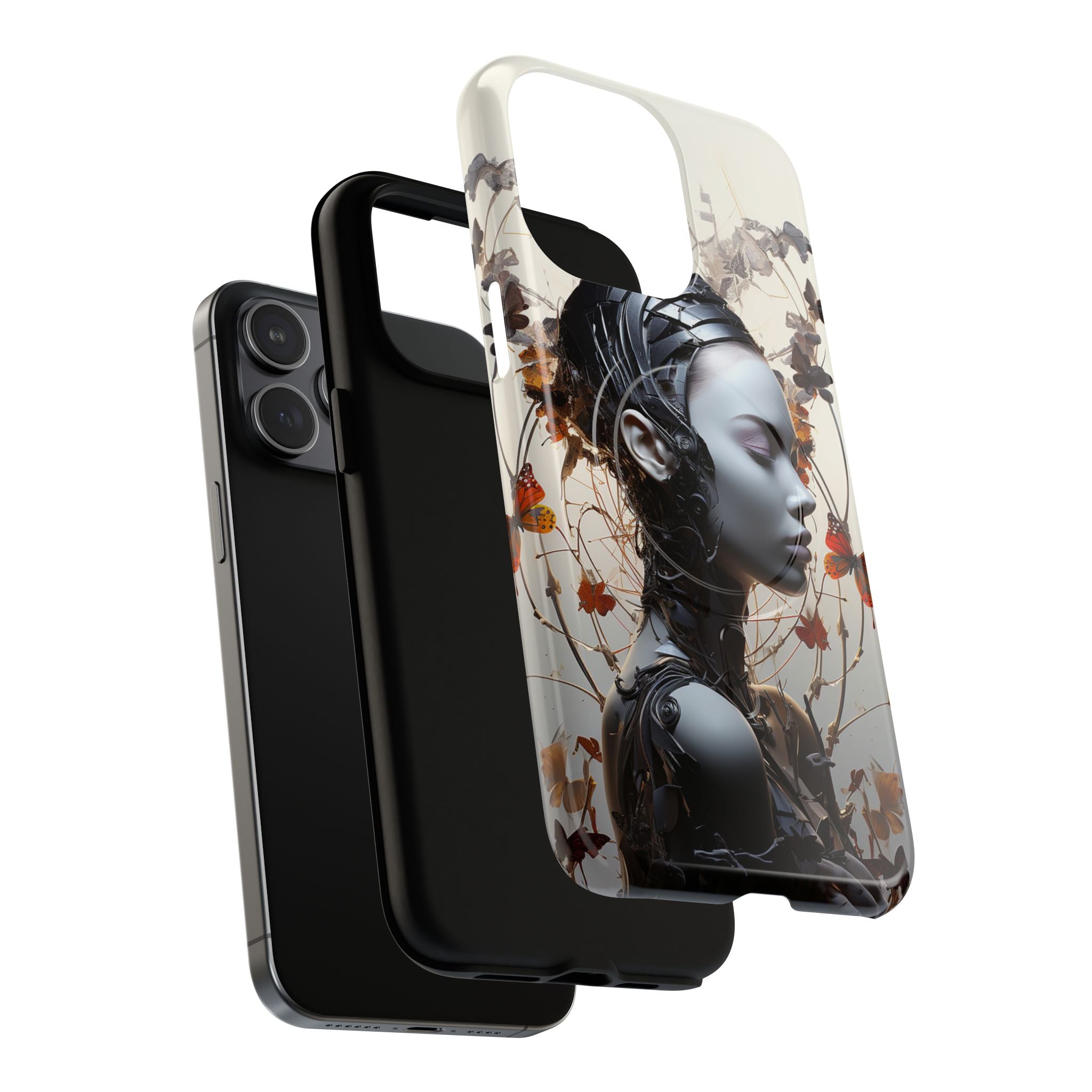 Art Nouveau Cyberpunk Phone Case — Surreal Floral Femme Tough Magnetic Case