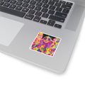Vibrant Pop-Art Girl Square Sticker — Colorful Retro Sunglasses Laptop Decal