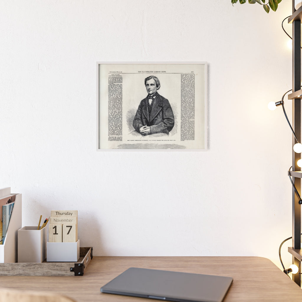 Portrait of Ossip Ivanoff the peasant who saved the Czar's Life. Vintage Newspaper Print Poster with Wooden Frame