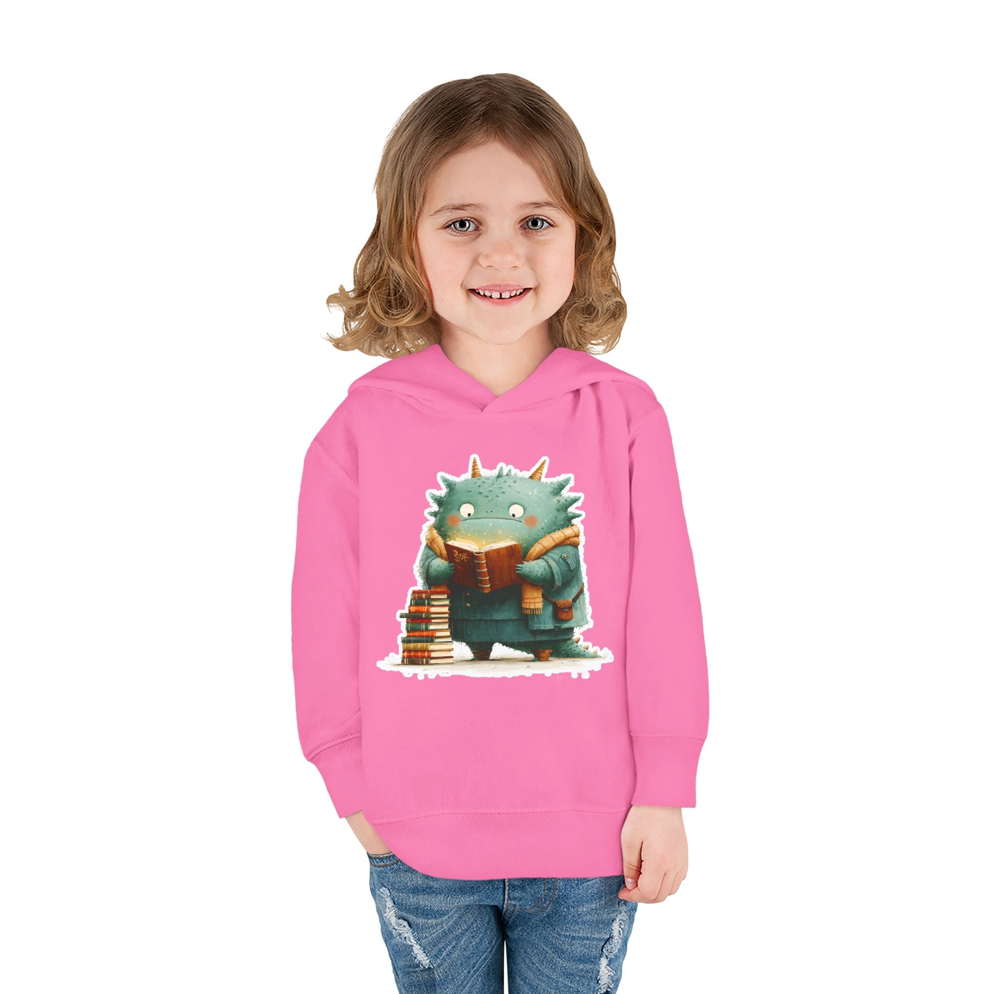 Toddler Hoodie — Cute Reading Monster Graphic Pullover