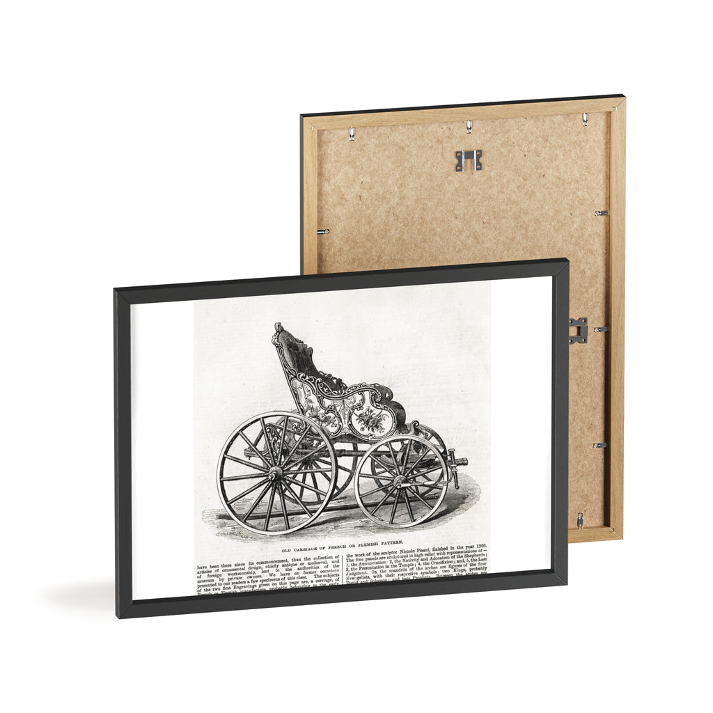 Old Carriage of French or Flemish Pattern. Vintage Carriage Print Poster with Wooden Frame — Antique Transportation Wall Art