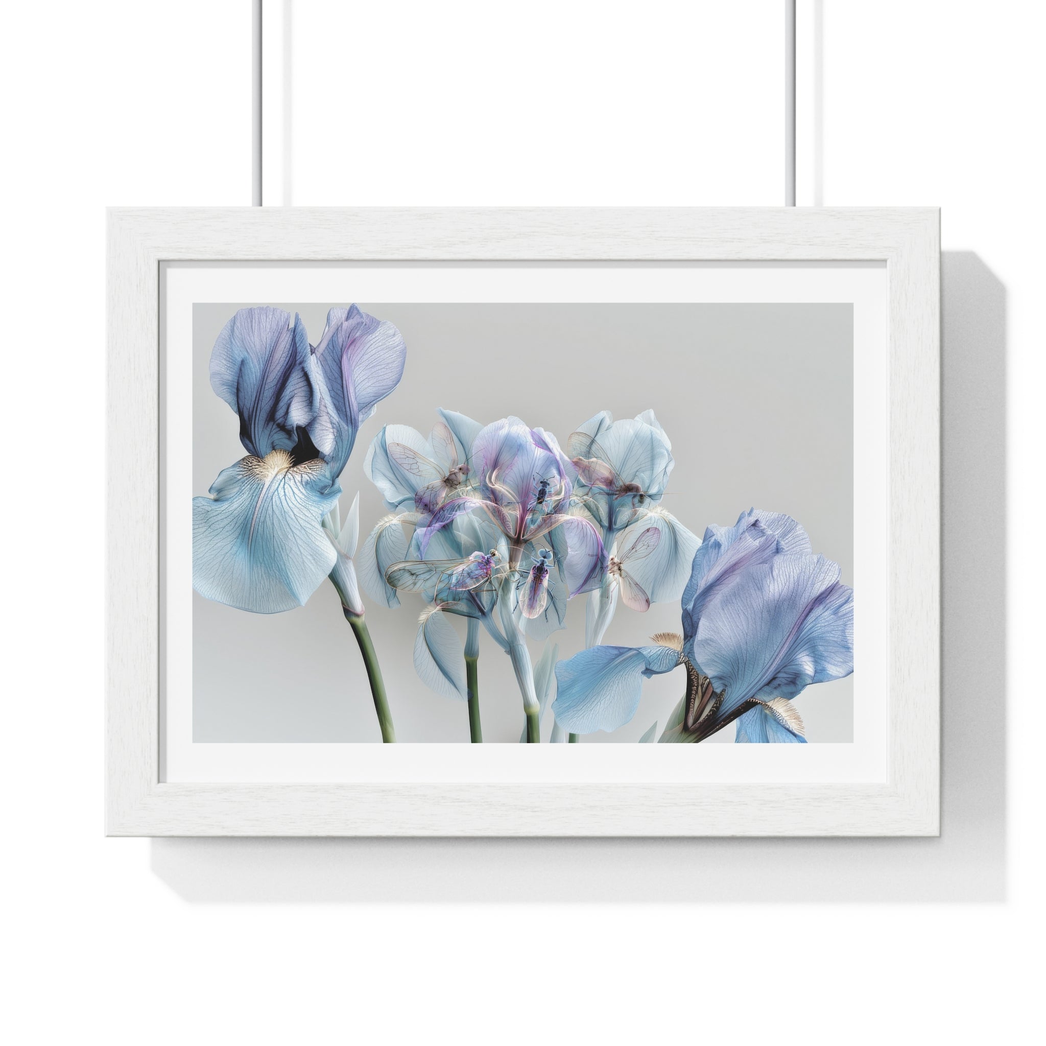 Blue Iris Floral Framed Poster — Botanical Wall Art Print