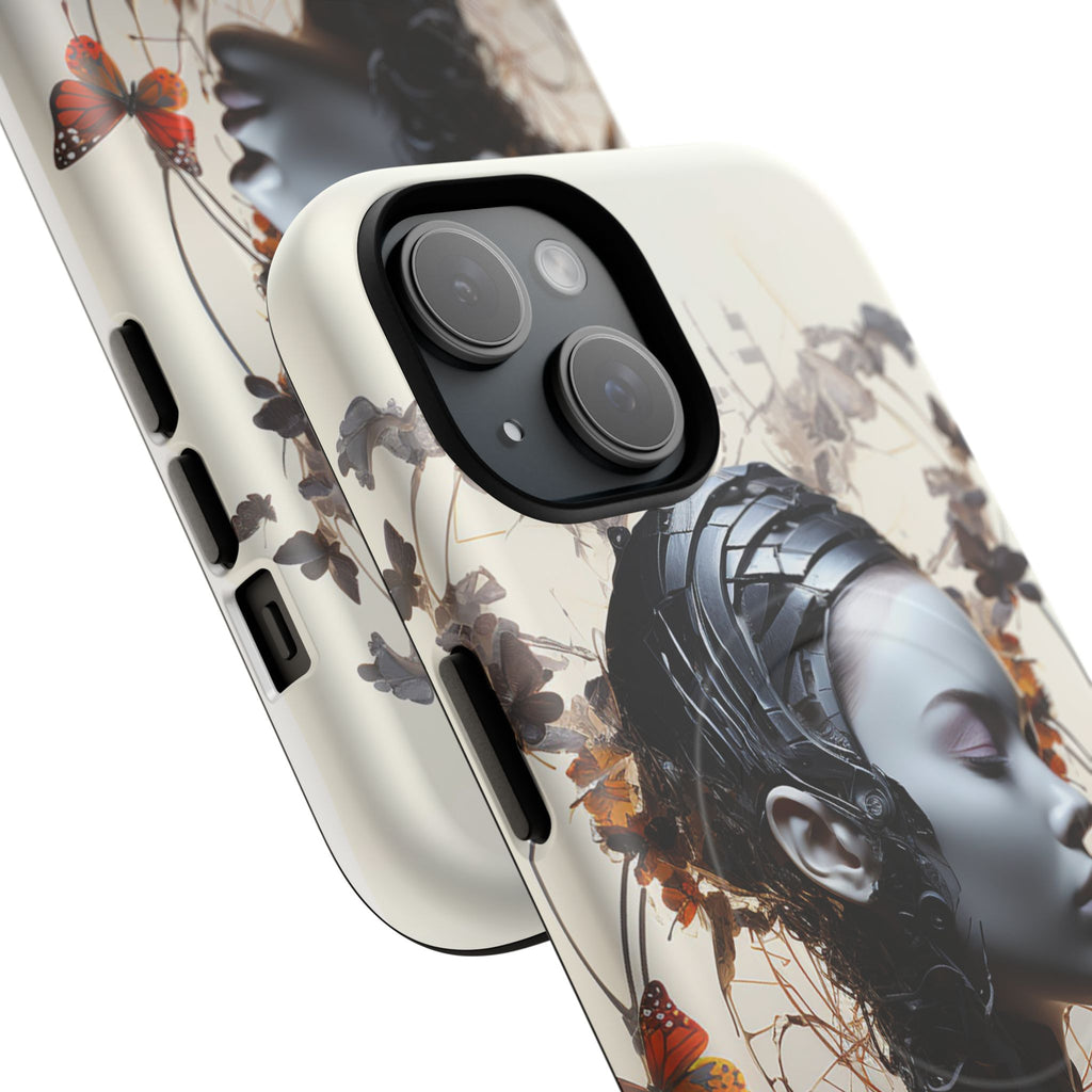 Art Nouveau Cyberpunk Phone Case — Surreal Floral Femme Tough Magnetic Case