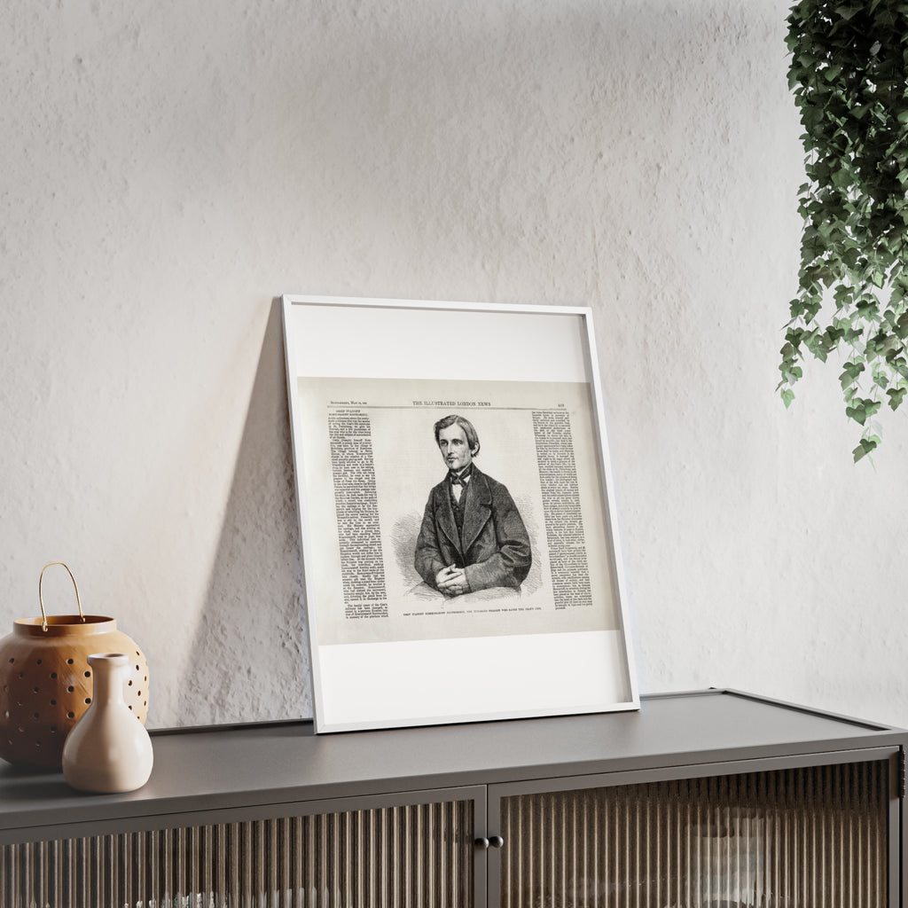 OSSIP IVANOFF, the peasant who saved the CZAR's Life. Vintage Illustrated Portrait Poster with Wooden Frame — Antique Newspaper Art Print