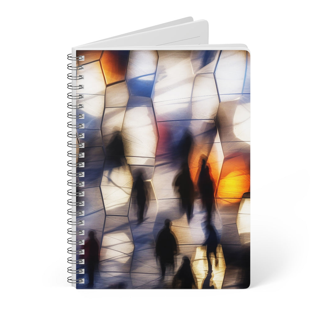 Abstract Cityscape Wirobound Notebook — A5 Softcover Lined Journal
